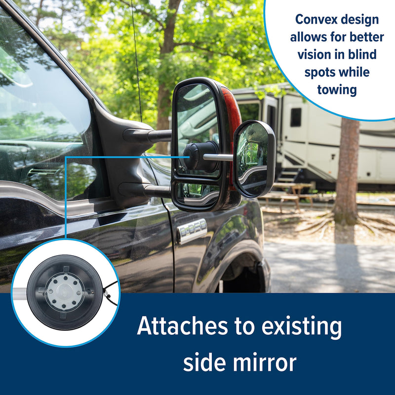 Tow-N-See Camco Mirror | Features Quick and Simple Installation & Attaches to Existing Side Mirror | Perfect to Add to RV Accessories, Truck Accessories, Car Accessories & More | Convex Style (25668)