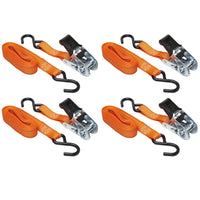 1” x 14' High Tension Ratchet Tie-Down Keeper with S Hooks, 4 Pack - 400 lbs. Working Load Limit