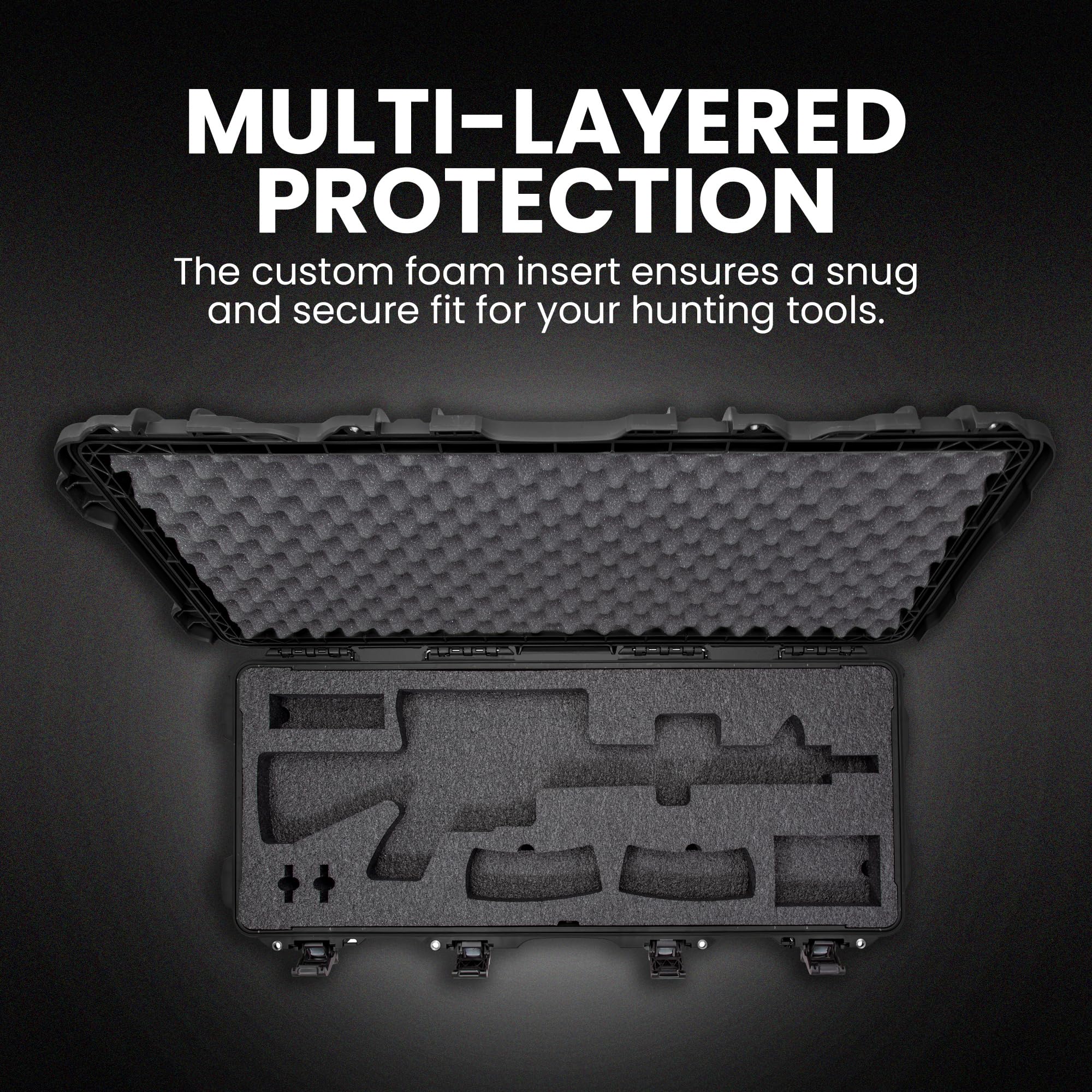 Hard Case NANUK 985 40” with Wheels & Custom Fit Foam Insert, IP67 Waterproof & Crushproof, Rugged Construction for Ultimate Protection, Made in North America – Black (39.7” x 17.3” x 6.6”)