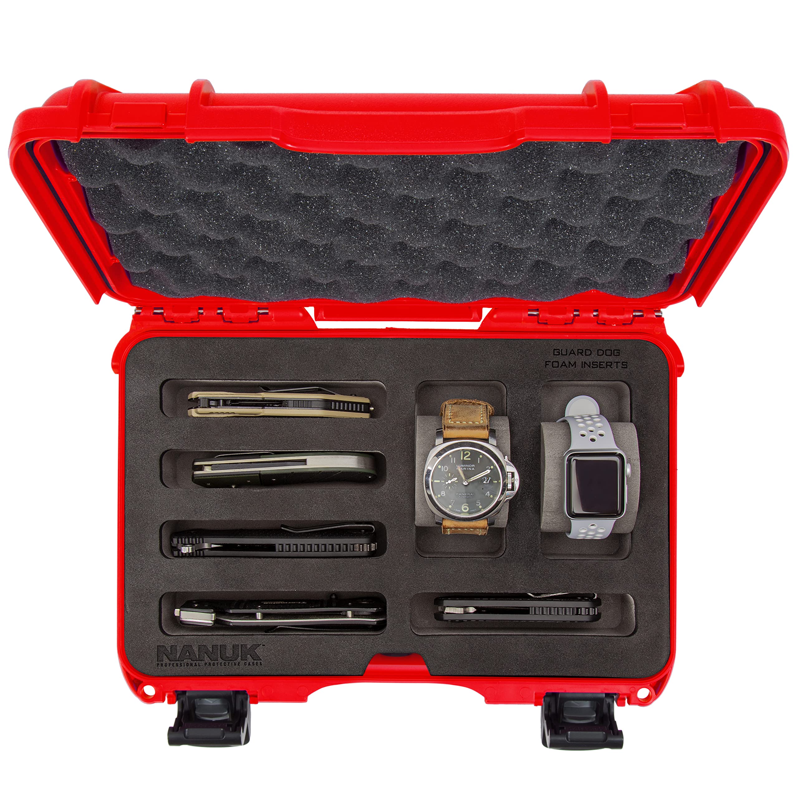Cases Nanuk w/foam insert for 2 Watches and 5 Knives - Red 909-2WT5KNI9