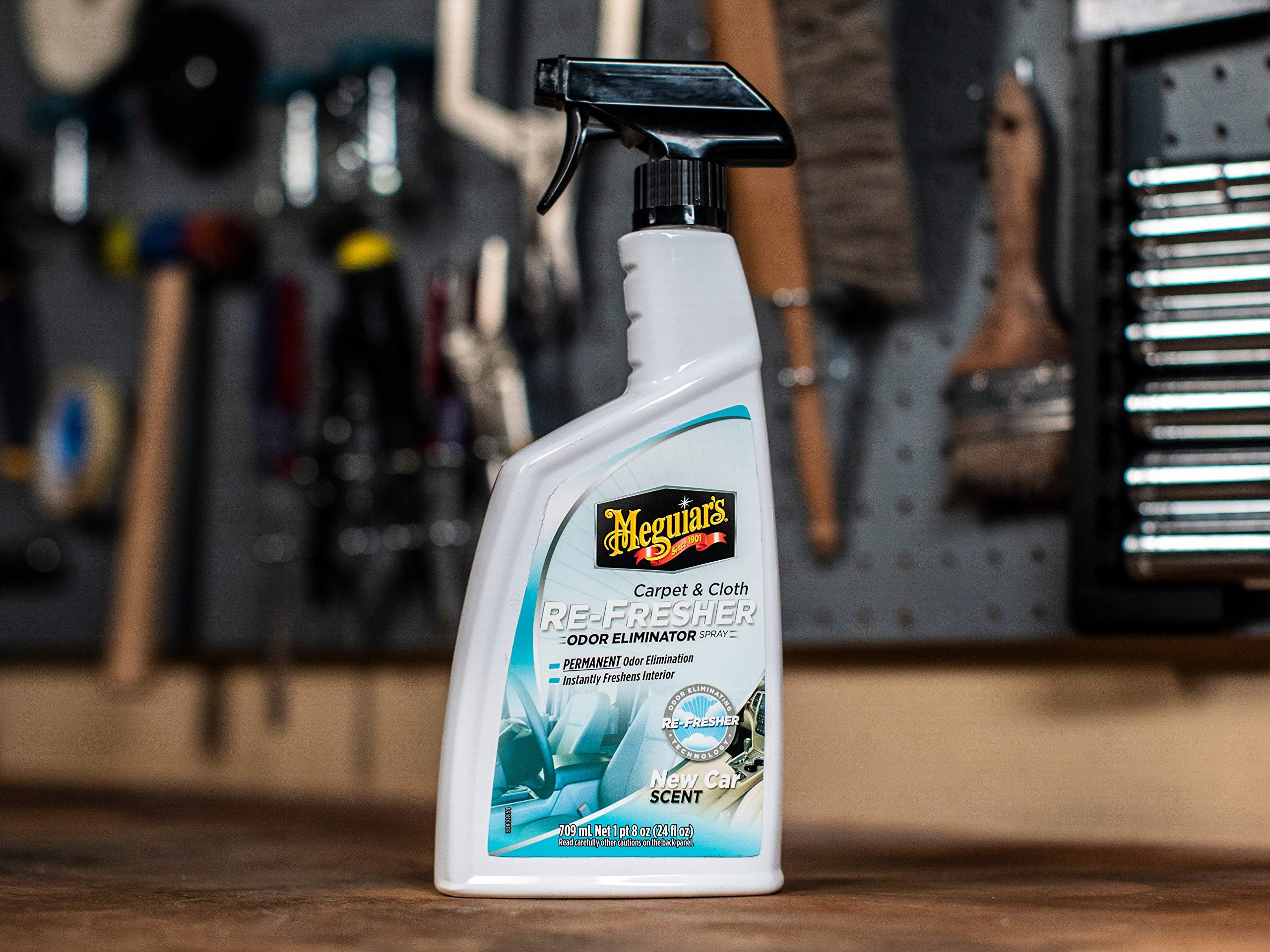 Meguiar's Odor Eliminator Spray Carpet & Cloth Re-Fresher - Interior Fabric Odor Eliminator - Permanently Eliminates Odors & Freshens Fabrics in your Car, Easy to Use Trigger Spray, 24 Oz