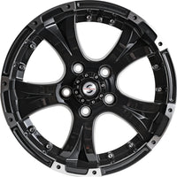 Viking Series 15x5 5x4.5 - Machined Lip and Face Gloss Black Aluminum Trailer Wheel with Black Cap *Trailer Use Only