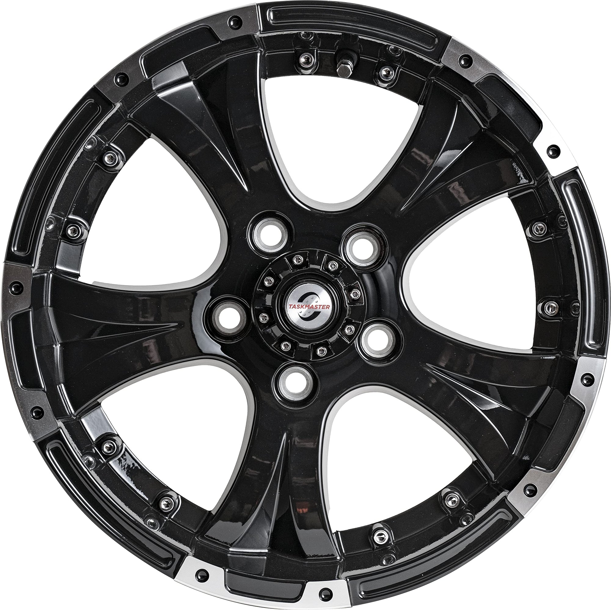 Viking Series 15x5 5x4.5 - Machined Lip and Face Gloss Black Aluminum Trailer Wheel with Black Cap *Trailer Use Only