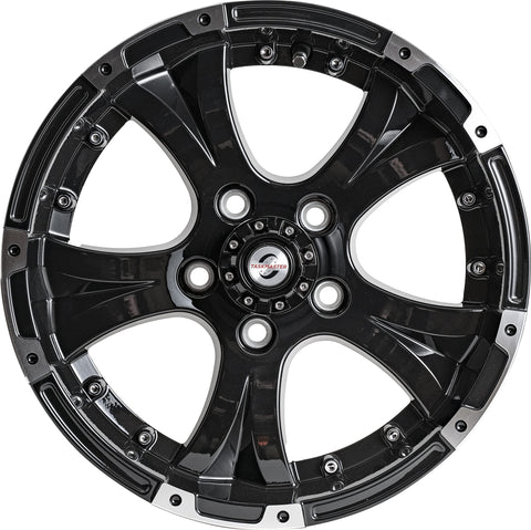 Viking Series 15x5 5x4.5 - Machined Lip and Face Gloss Black Aluminum Trailer Wheel with Black Cap *Trailer Use Only