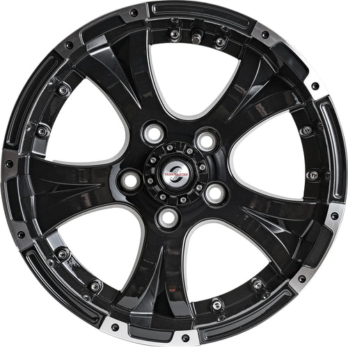 Viking Series 15x5 5x4.5 - Machined Lip and Face Gloss Black Aluminum Trailer Wheel with Black Cap *Trailer Use Only