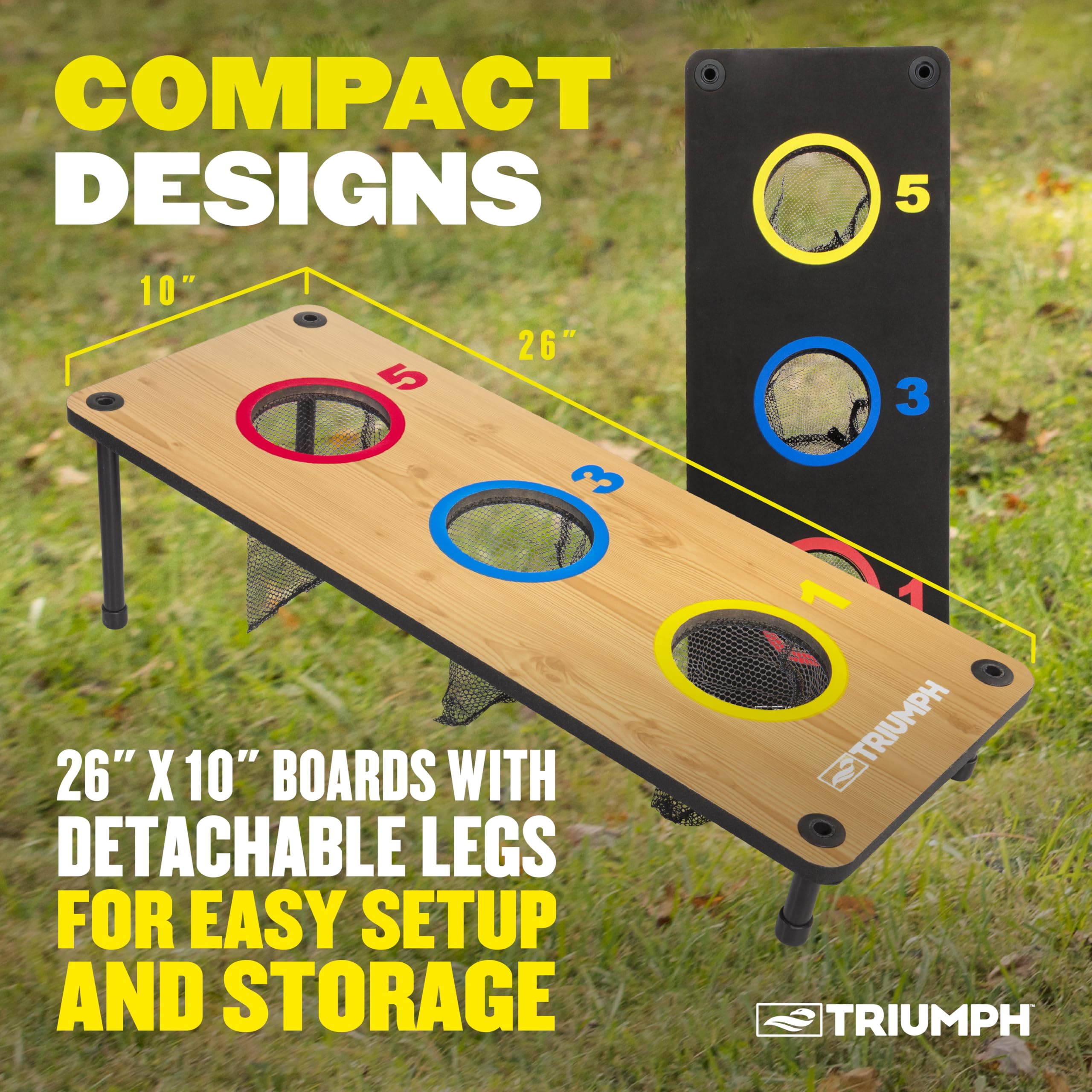2-in-1 Triumph Sports Bag Toss/Washer Toss Combo - Includes 2 Game Platforms, 6 Toss Bags, 6 Washers