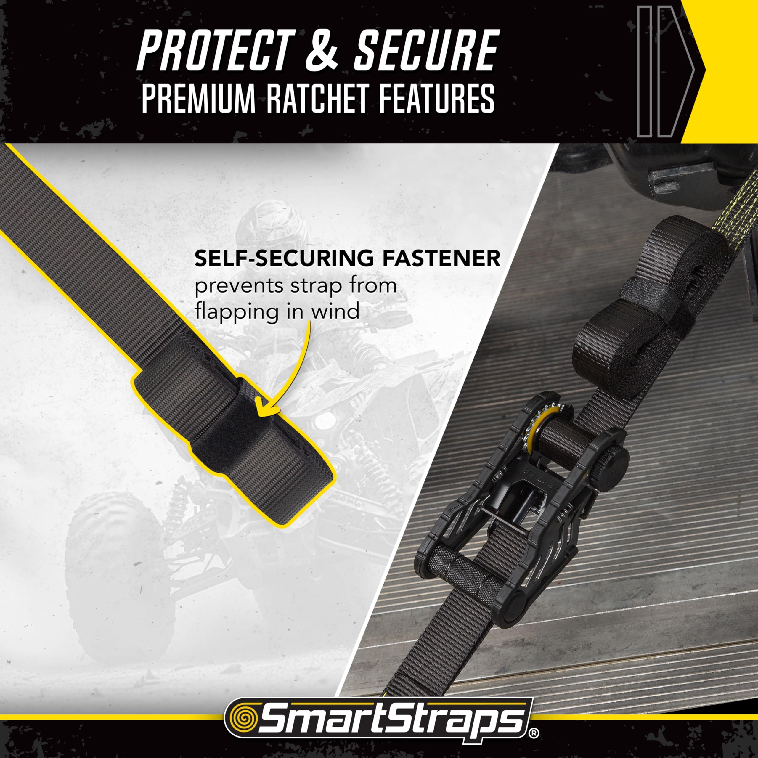 14-Foot SmartStraps Ratchet Tie Down Straps 2-Pack, Tactical Handle, ZeRust Technology, 1,667 lb Safe Work Load, 5,000 lb Break Strength