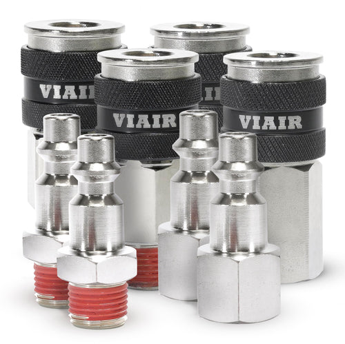 1/4" NPT Couplers M (2) & F (2), Quick Connect Studs 1/4" M (2) & F (2), With VIAIR LOGO