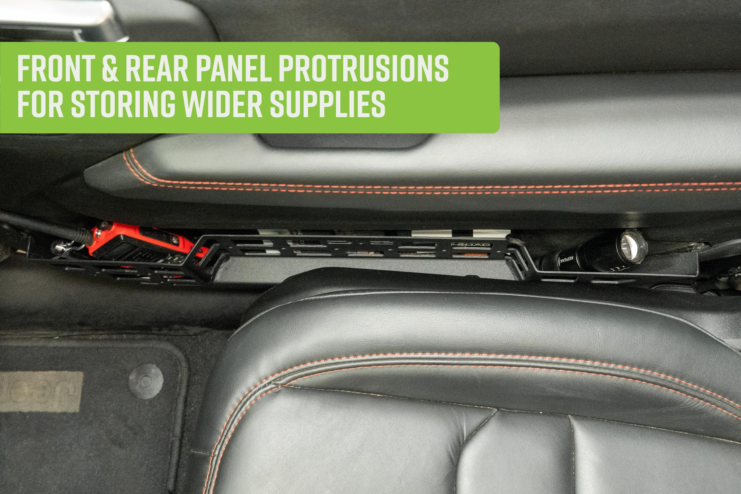 Electric Seat DV8 Offroad Front Door Molle Pockets for 2018-2025 Jeep Wrangler JL & Gladiator JT | Replaces Weak Factory Netting | Molle Design for Mounting Daily Gear | Black Powder Coat | Steel