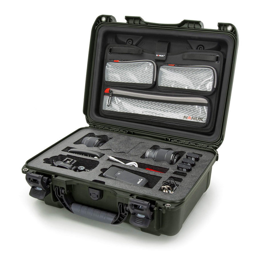 925 Nanuk Waterproof Carry-on Hard Case with Lid Organizer and Padded Divider - Olive,Multi,925-6006