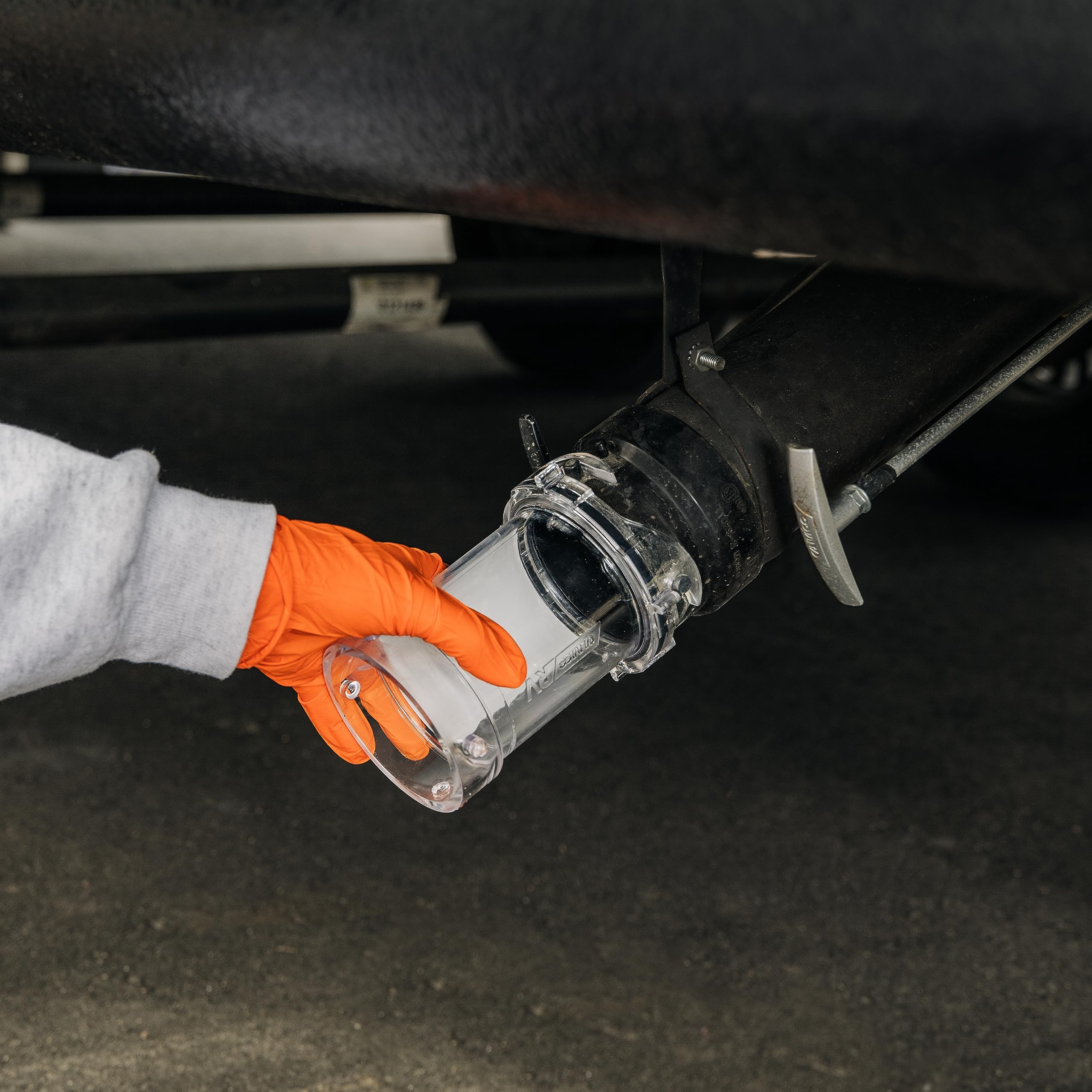 Camco RV Clear Sewage Hose Adapter - Extend Your Sewer Outlet & See When the System is Fully Rinsed - Camper Sewer Hose Extender Measures 5 Inches (39572)