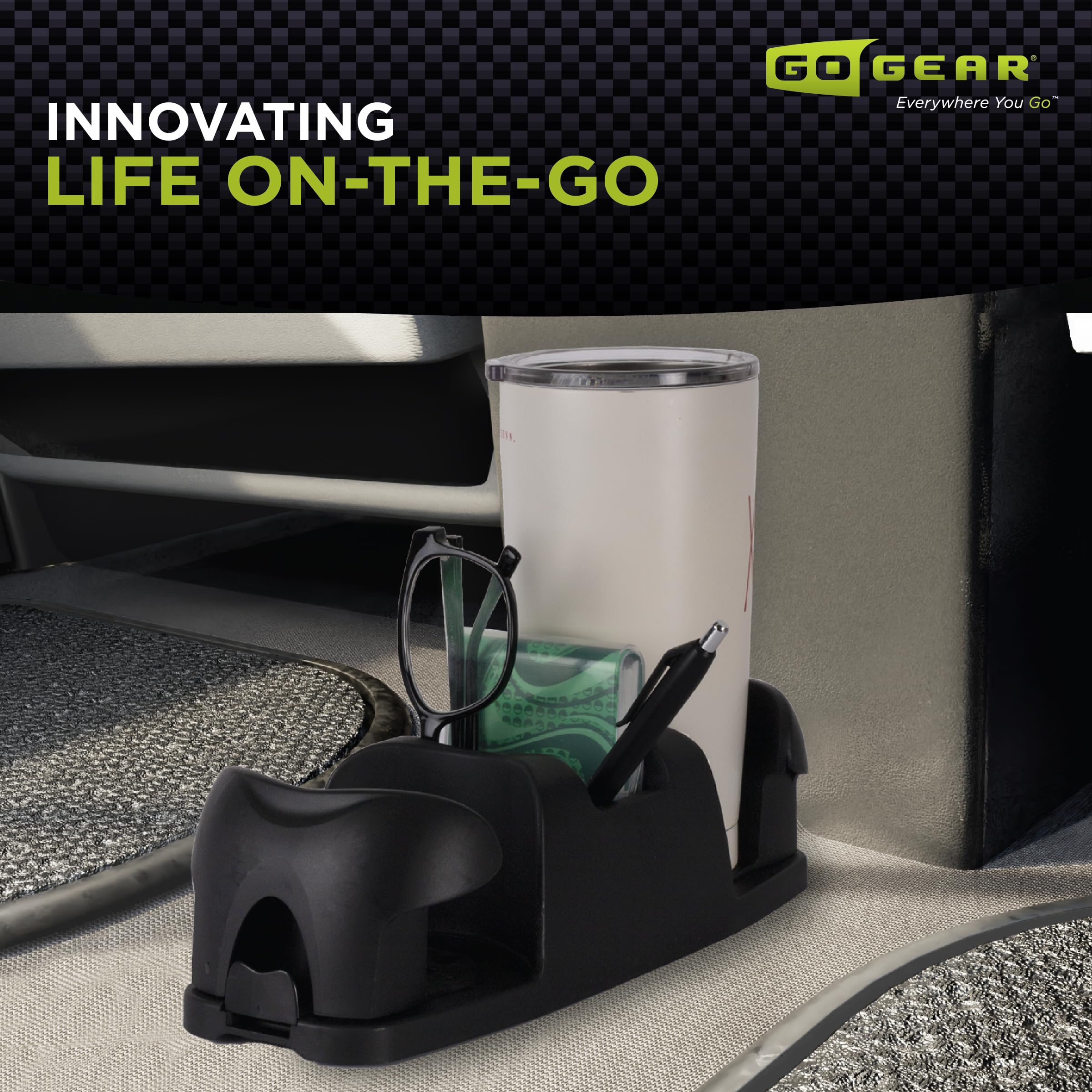 SMT Go Gear Twin Cupholder, (Black)