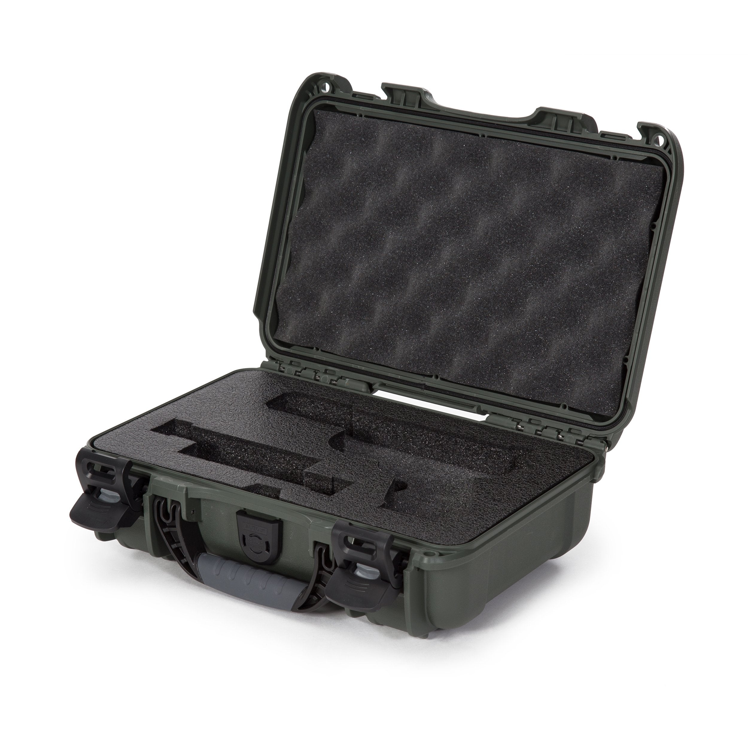NANUK 909 Hard Case for Glock with Custom Foam Insert, IP67 Waterproof & Crushproof, Rugged Construction for Ultimate Protection, Made in North America – Olive (12.6” x 9” x 4.4”)