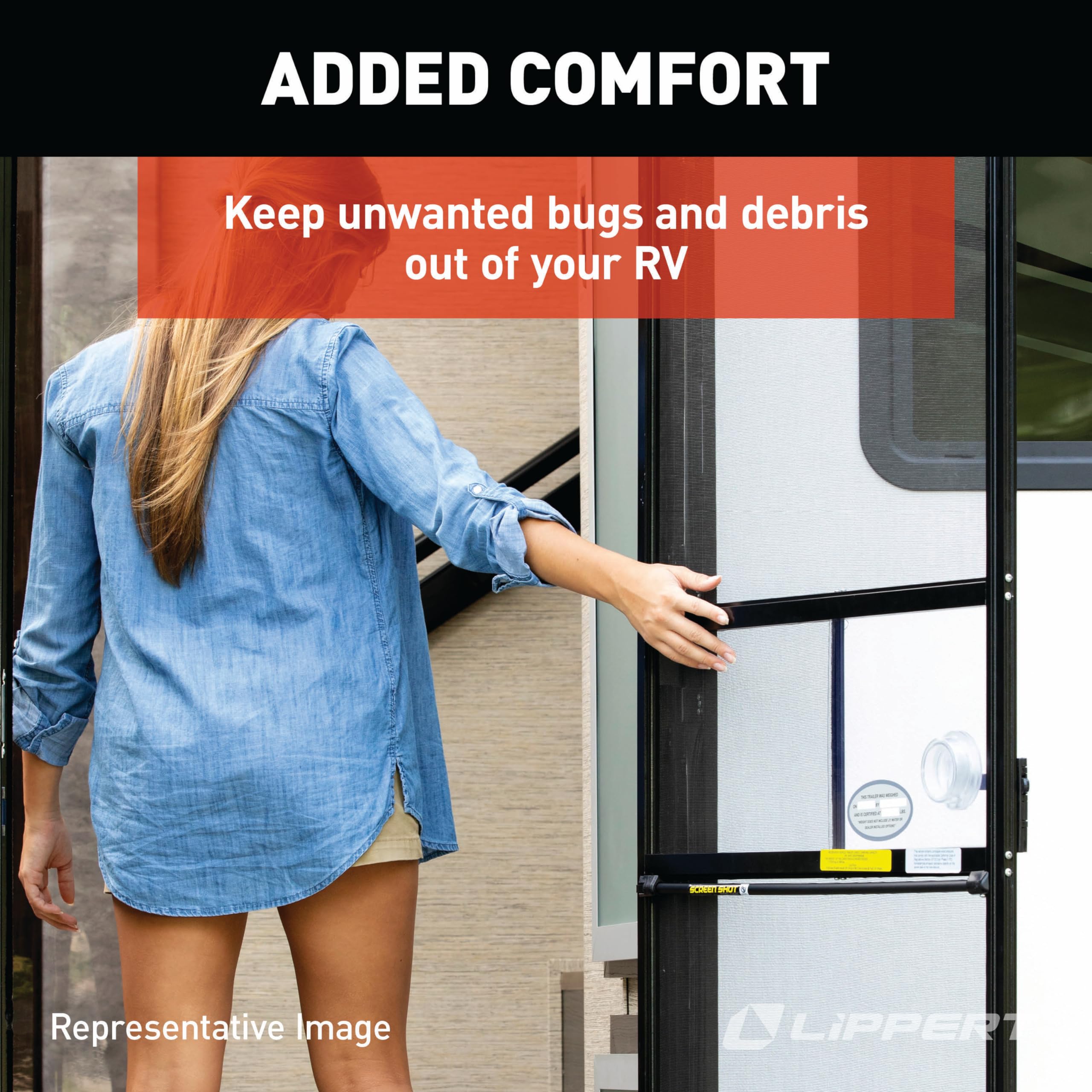 Lippert RV Replacement Screen Door Slider Panel with Push-Down Knob Opener, Easy Installation, No Assembly, Made from Durable Plastic - 239061, White