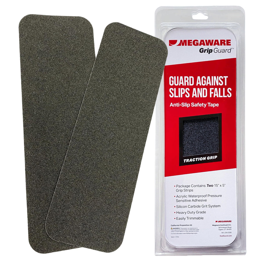 GripGuard MEGAWARE - Anti-Slip Traction Grip Tape - 2 Pack, Pre-Cut Safety Tape for Trailer Fenders and Steps - Prevents Slips and Falls (15" x 5")