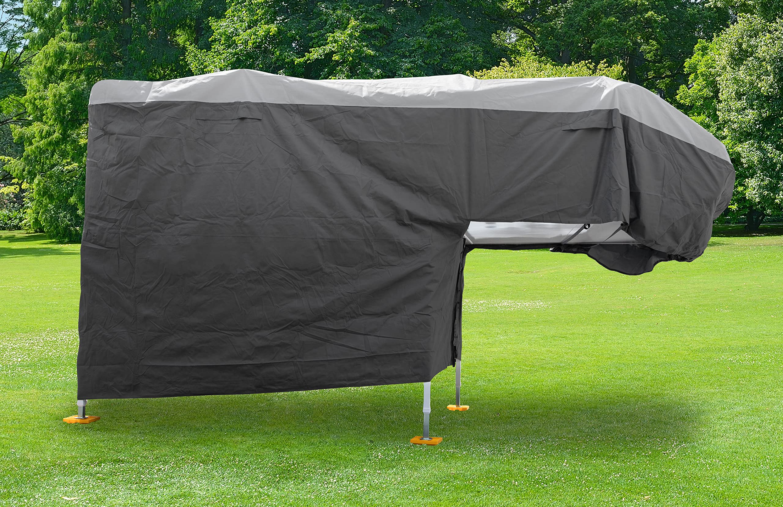 Camco Camper & RV ULTRAGuard Cover - Fits Slide-in Campers Up to 18' 2" - Features Zipper Entry Doors & Covered Air Vents - Crafted of Polypropylene - Storage Bag Included (45770)