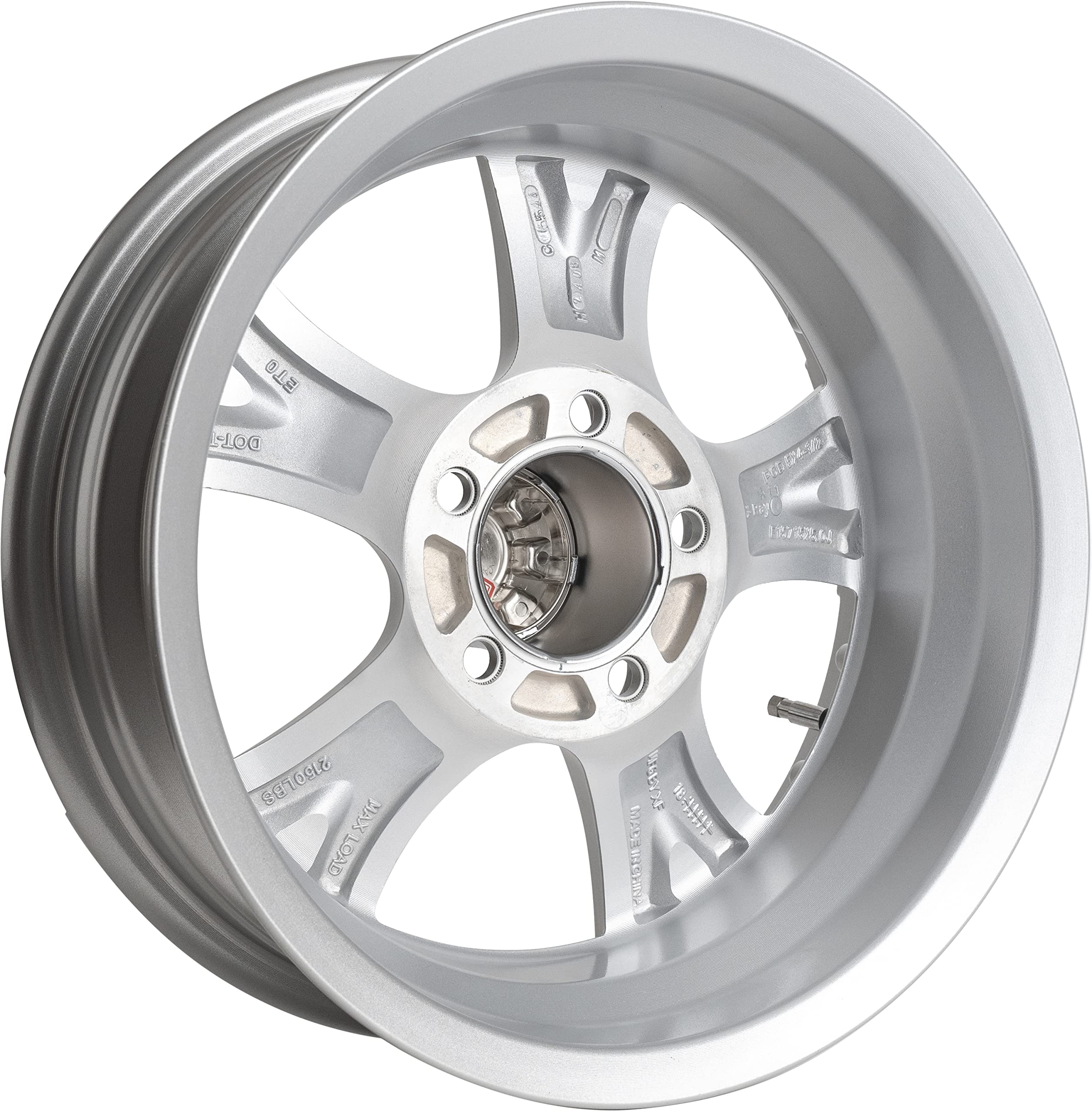 15" x 5" Viking Series 5X4.5 3.19 CB Aluminum Wheel With Silver Gloss Finish and Cap Updated Sku WA-15050545-SFPC-13736-2