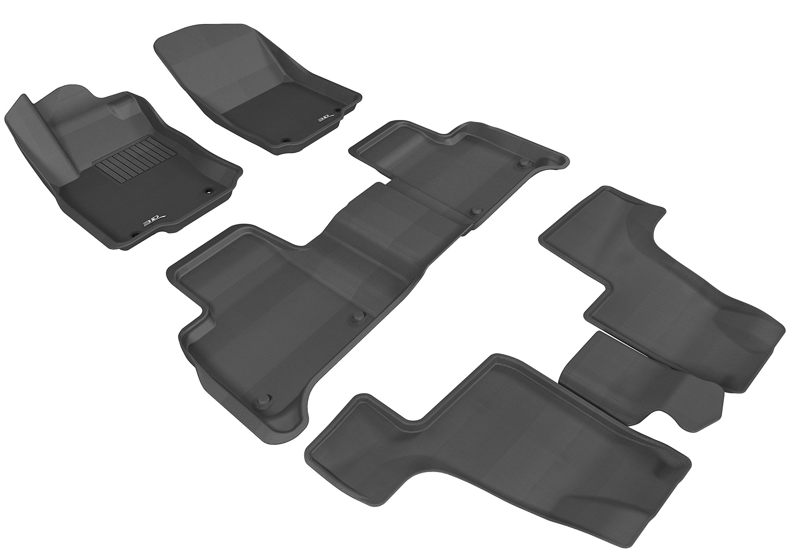 Complete Set 3D MAXpider - L1MB03901509 Custom Fit All-Weather Floor Mat for Select Mercedes-Benz GLS-Class/ GL-Class Models - Kagu Rubber (Black)