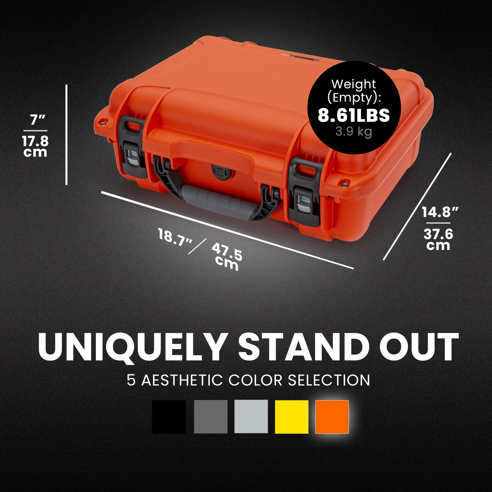 Pro Photo Kit NANUK 925 – Waterproof Travel Camera Hard Case with Padded Dividers & Lid Organizer, 18.7” x 14.8” x 7”, Dustproof & Impact-Resistant Airline Carry-On Approved – Orange
