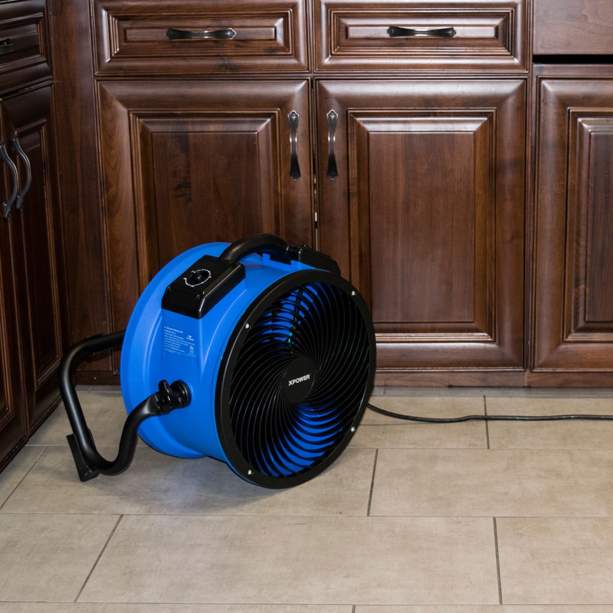 Heavy Duty XPOWER FC-300 High Velocity Whole Room Air Mover Air Circulator Utility Shop Floor Fan, Variable Speed, Timer, 14 inch, 2100 CFM, Black, Blue