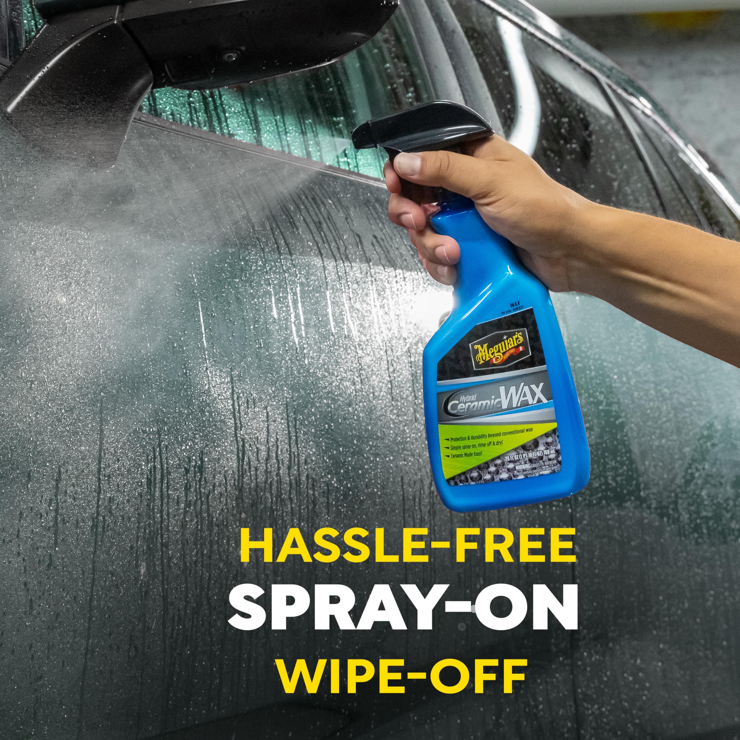 Hybrid Ceramic Wax Meguiar's, Easy-to-Use Spray Wax for Car Detailing with the Superior Protective Power of Advanced SiO2 Hybrid Barrier Technology, 26 Oz Spray Bottle