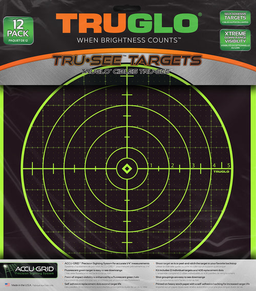 12X12 TRUGLO Tru-See Bright Fluorescent 100 Yard Self-Adhesive High-Visible Reactive Splatter Targets, 12-Pack/Green