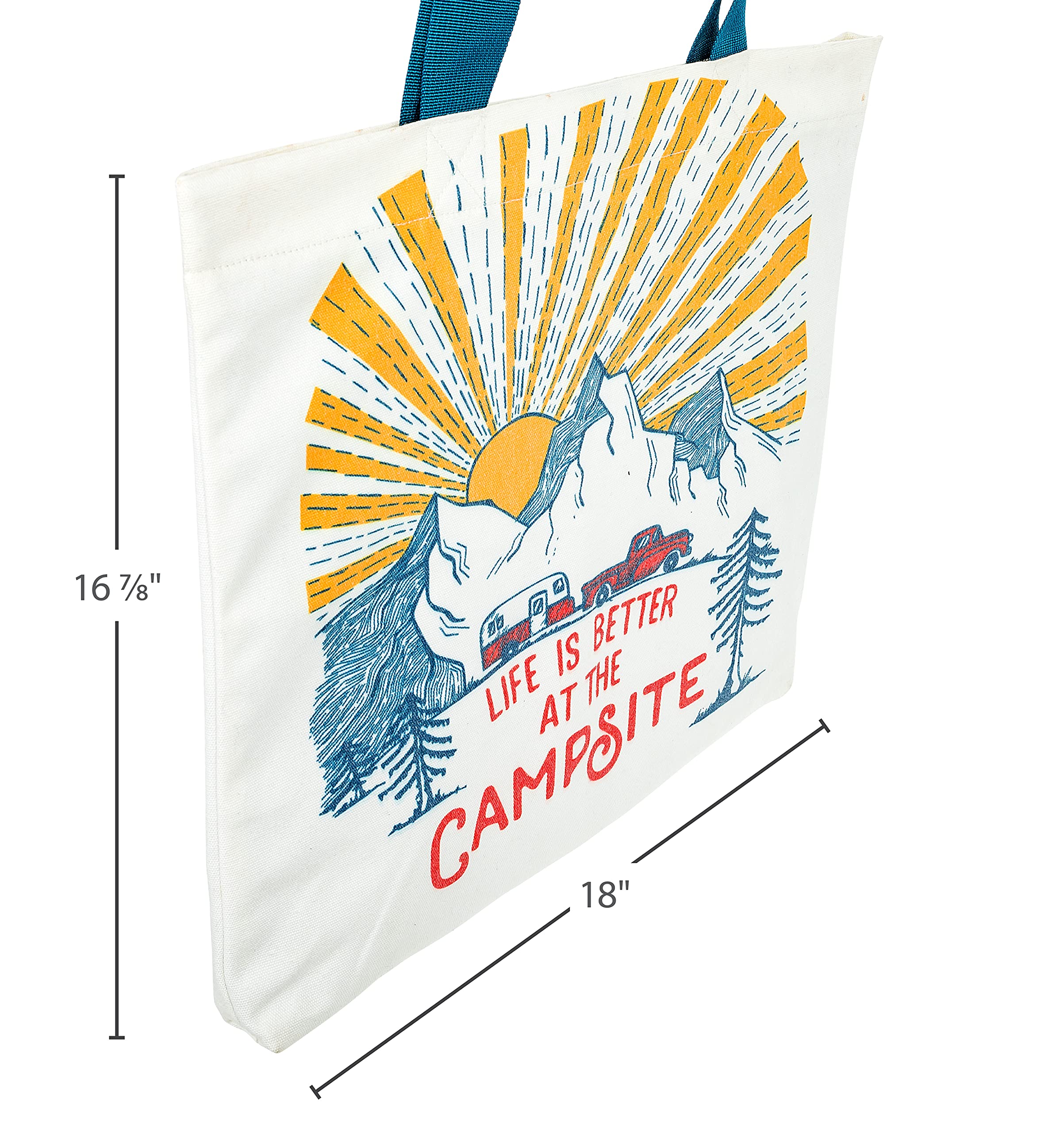Canvas Tote Camco Life is Better at The Campsite | Features a Magnetic Closure and an Unique Sunrise Design | (53268)