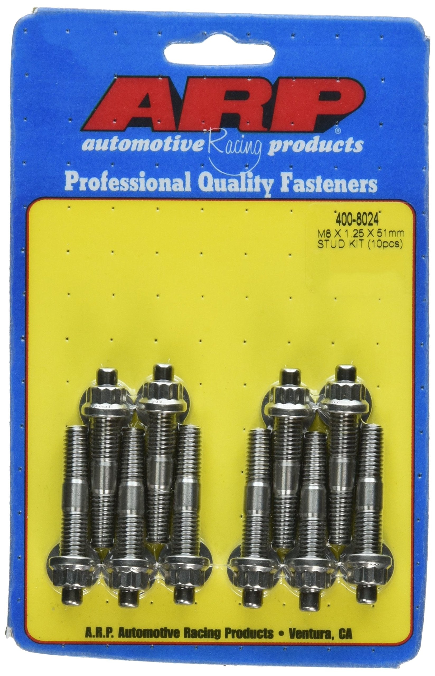 ARP 400-8024 Stainless Steel M8 x 1.25 x 51mm Stud Kit - 10 Piece