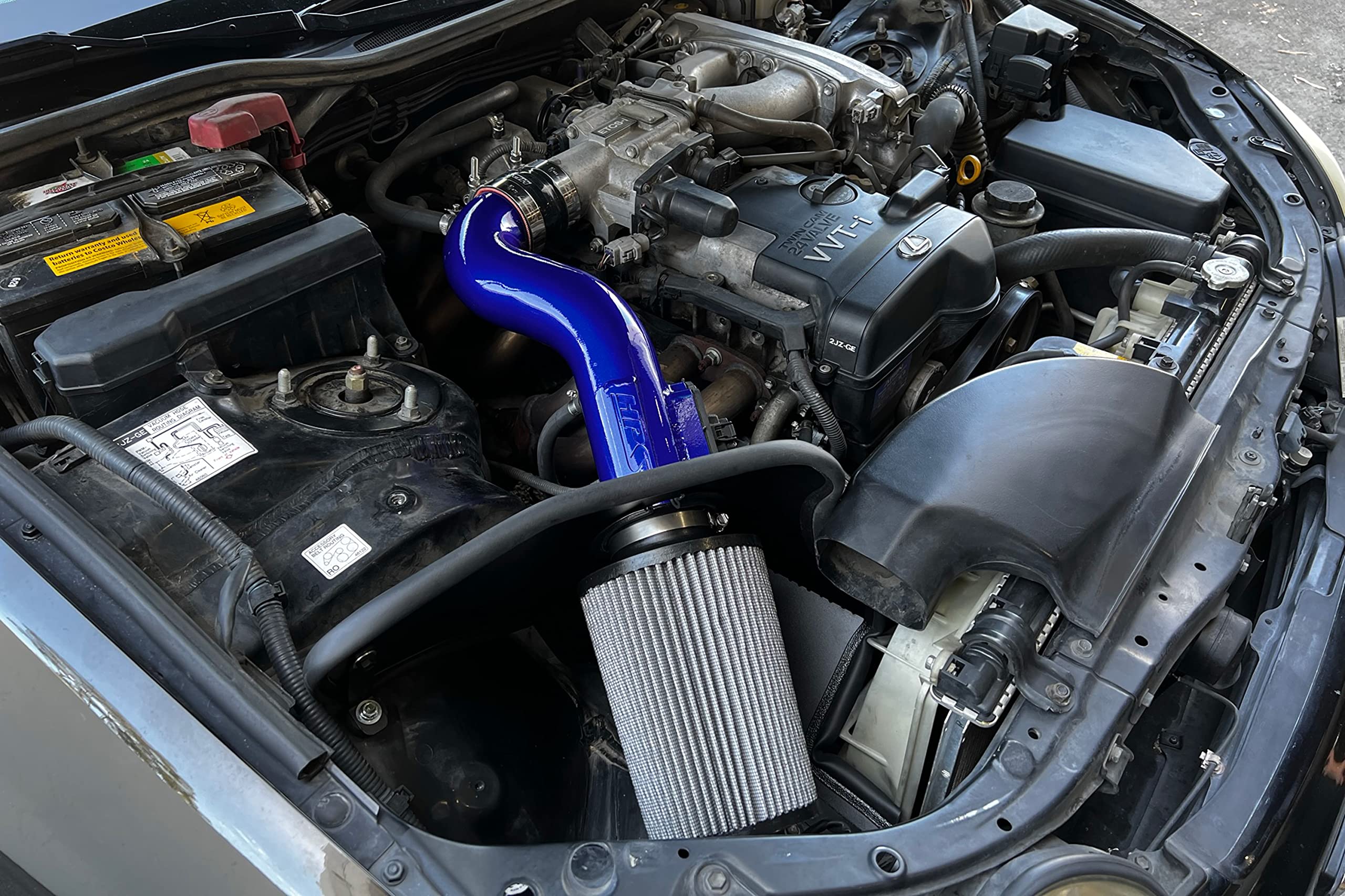 HPS Performance Air Intake Kit with Heat Shield Cool Ram Compatible for 1998-2000 Lexus GS300 3.0L 2JZ-GE, 827-705P