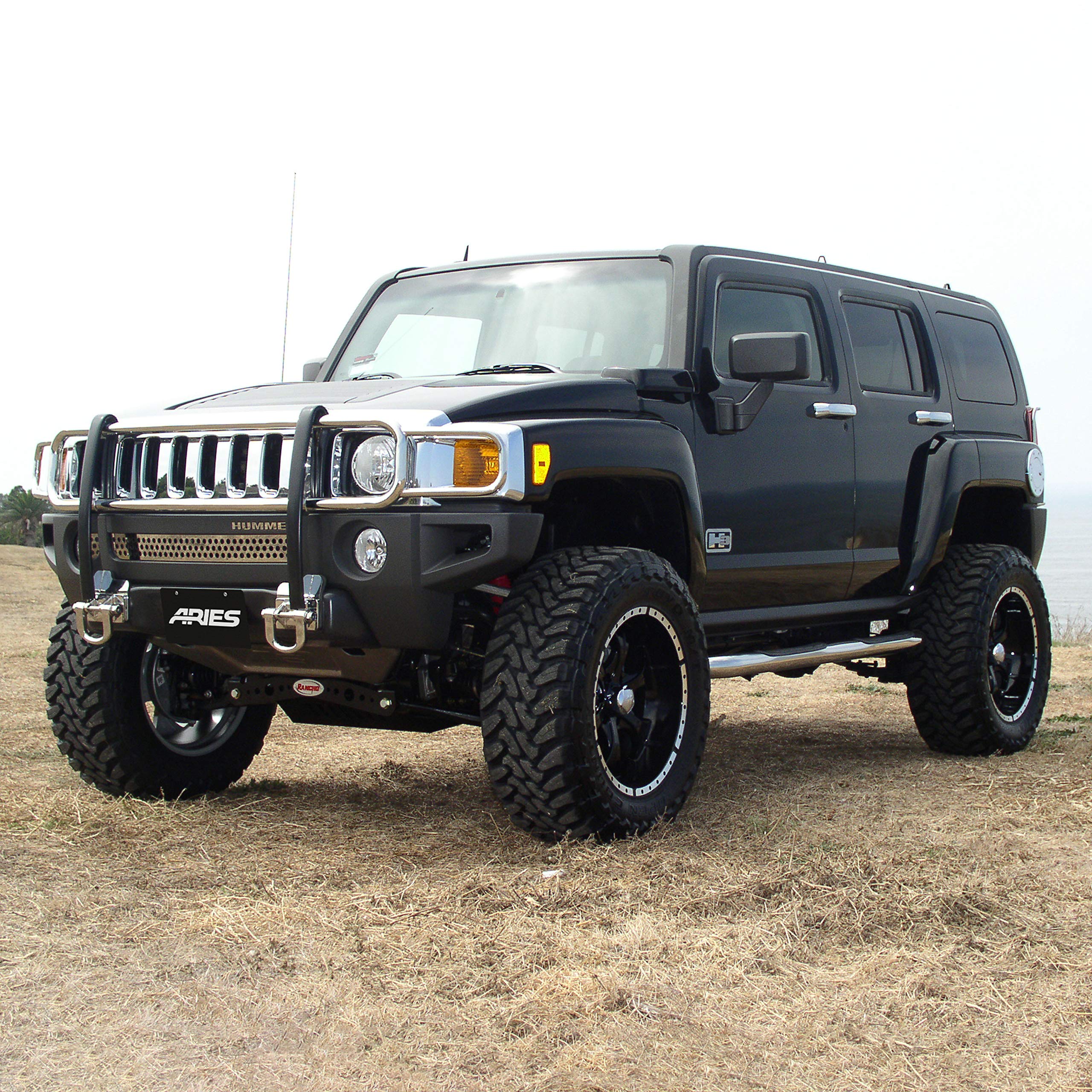 3-Inch Round Polished Stainless Steel ARIES Nerf Bars, No-Drill, Fits Select Hummer H2
