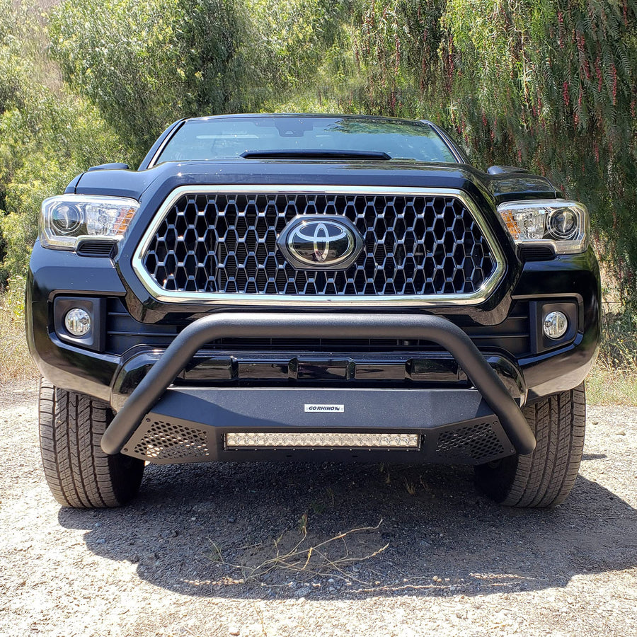 Go Rhino Bull Bar RC4 w/ Hole for 20" Single Row LED Light Bar & Mounting Brackets | Mild Steel, Textured Black | 545460T | Fits 2016 - 2023 Toyota Tacoma