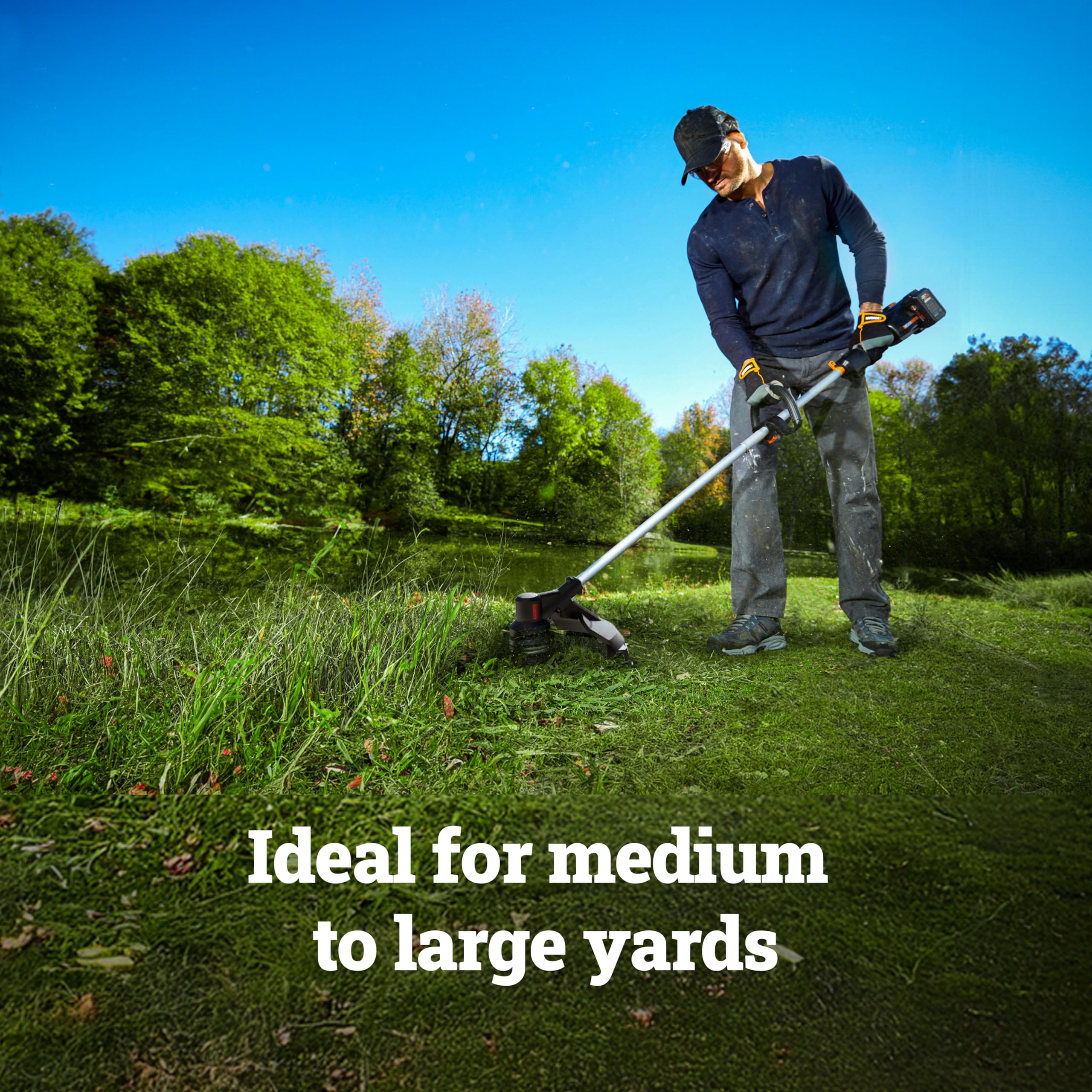 40V Worx Nitro 15" Cordless String Trimmer with Brushless Motor, Powerful Grass Trimmer with Dual-Exit Bump-Feed Head, Lightweight Weed Trimmer Easy-Load Spool Head – Batteries & Charger Included