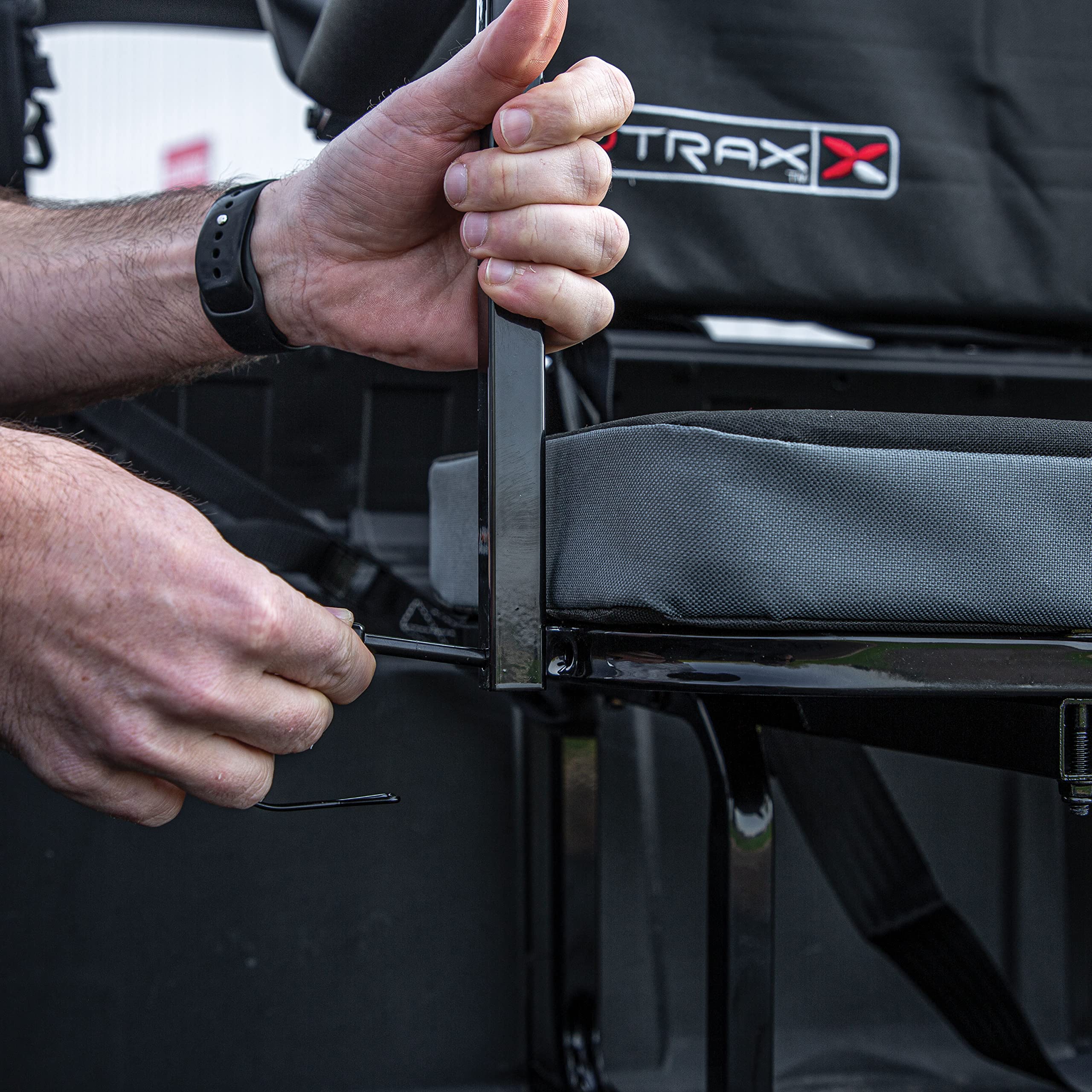 Universal Mount YUTRAX® UTV Jump Seat, UTV Accessory, Increase Seating Capacity, Heavy-Duty Steel Frame, Padded Seat & Backrest, Seat Flips Up, Easy to Assemble