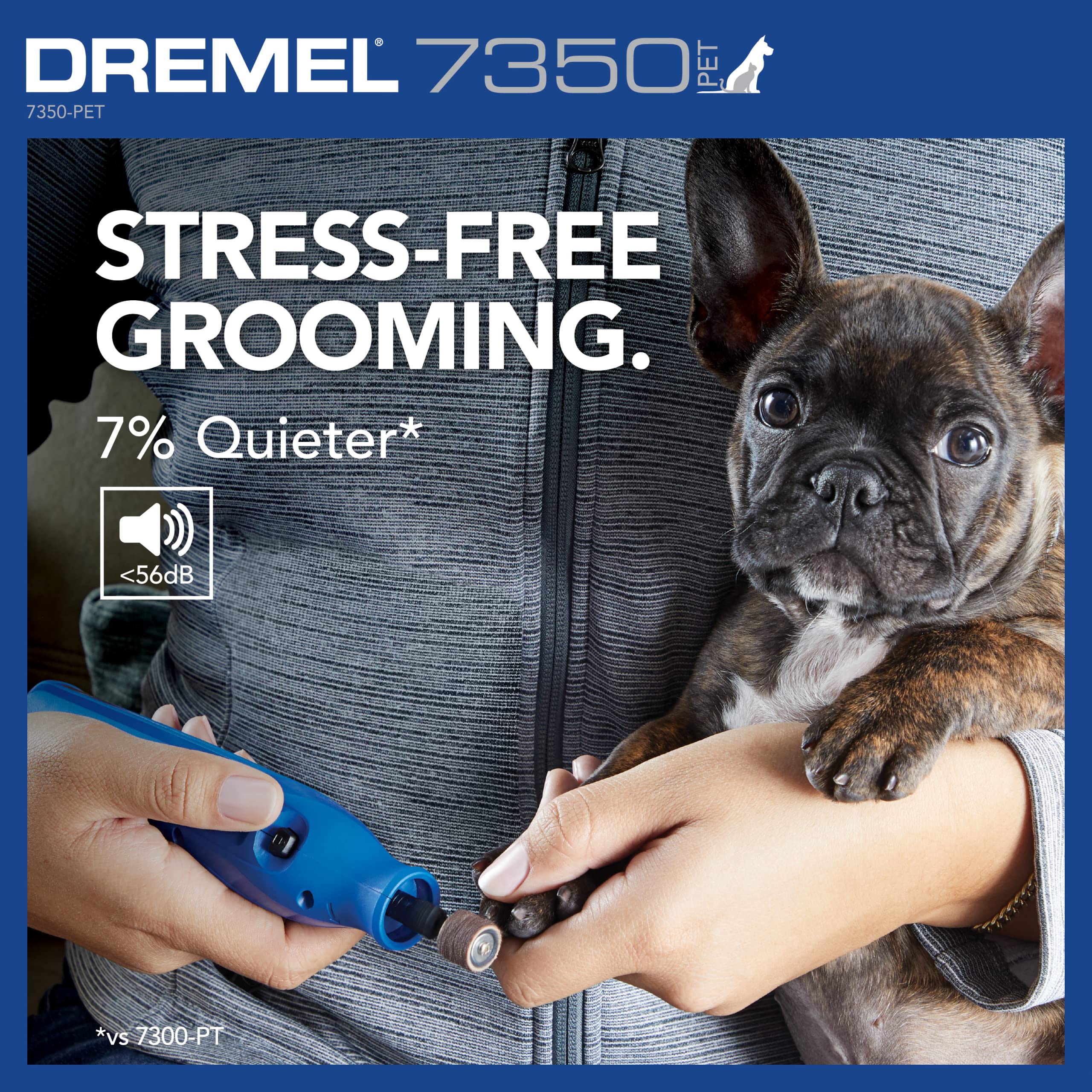 Dremel 4V Pet & Dog Nail Grinder 7350-PET, Easy-To-Use & Safe Nail Trimmer, Professional Pet Grooming Kit - Works on Large, Medium, Small Dogs & Cats