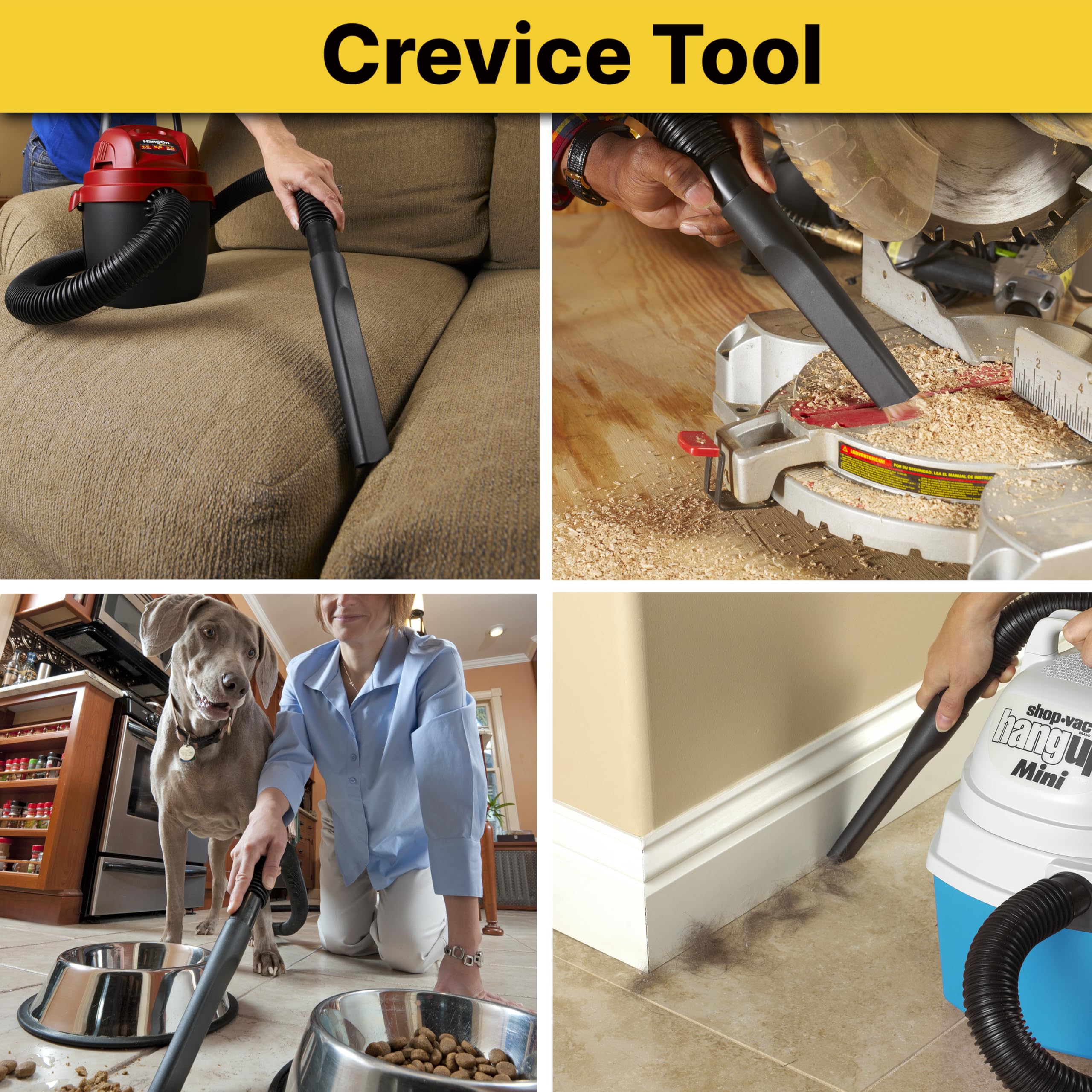 1.25 Inch Diameter Shop-Vac Cleaning Kit, Includes Round Brush, Crevice Tool, and Gulper Nozzle, Black, Ideal for Upholstery, Blinds, and Car Interiors (1-Pack)