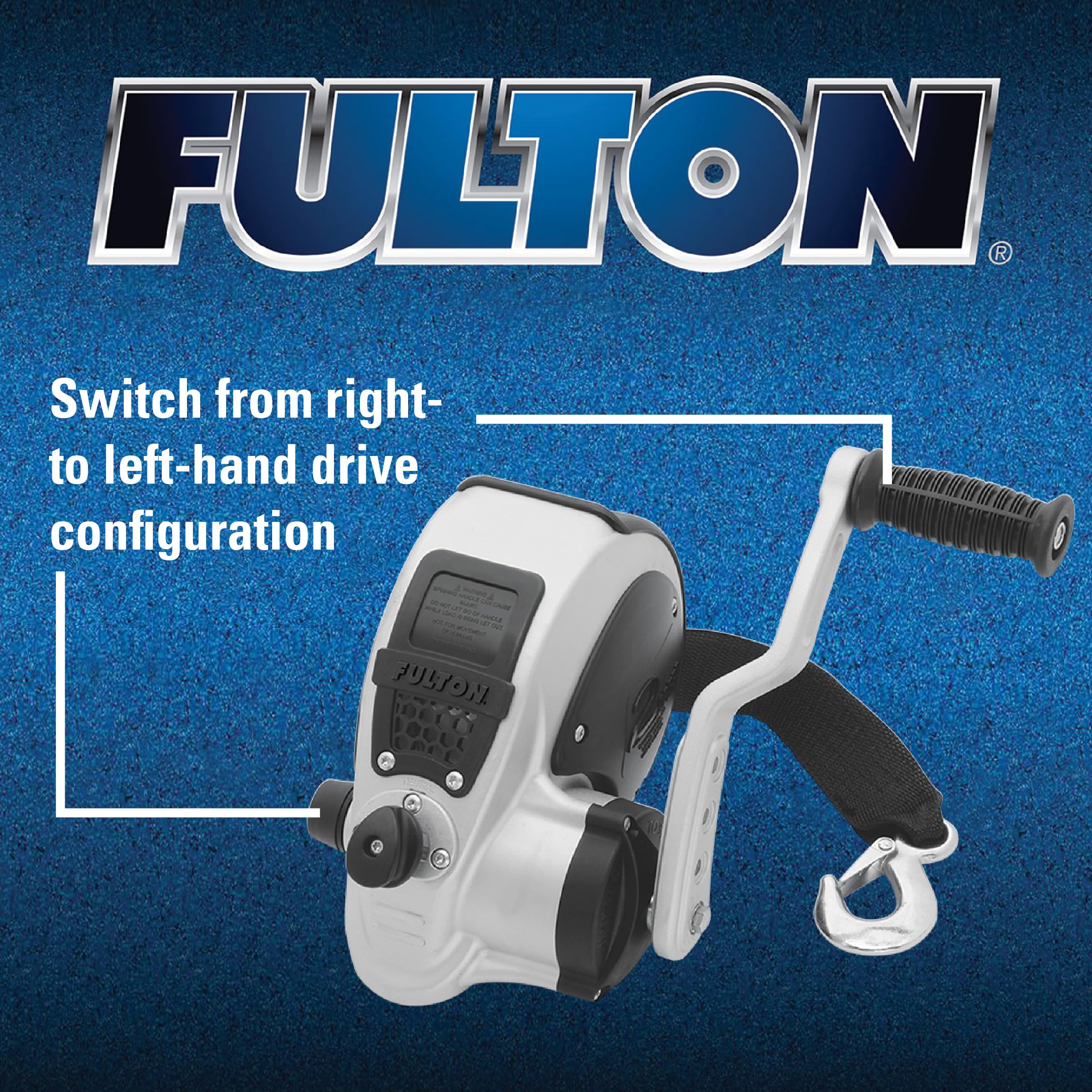 Fulton F2 Marine Trailer Winch, FW20000101, Single-Speed, 2,000 lbs. Capacity, 20 Foot Strap, Silver Cover.