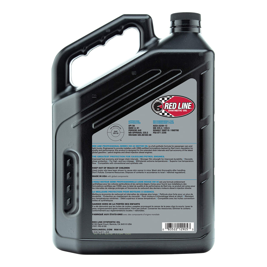 Professional Series Red Line 12905 5W40 Euro Motor Oil - 5 Quart