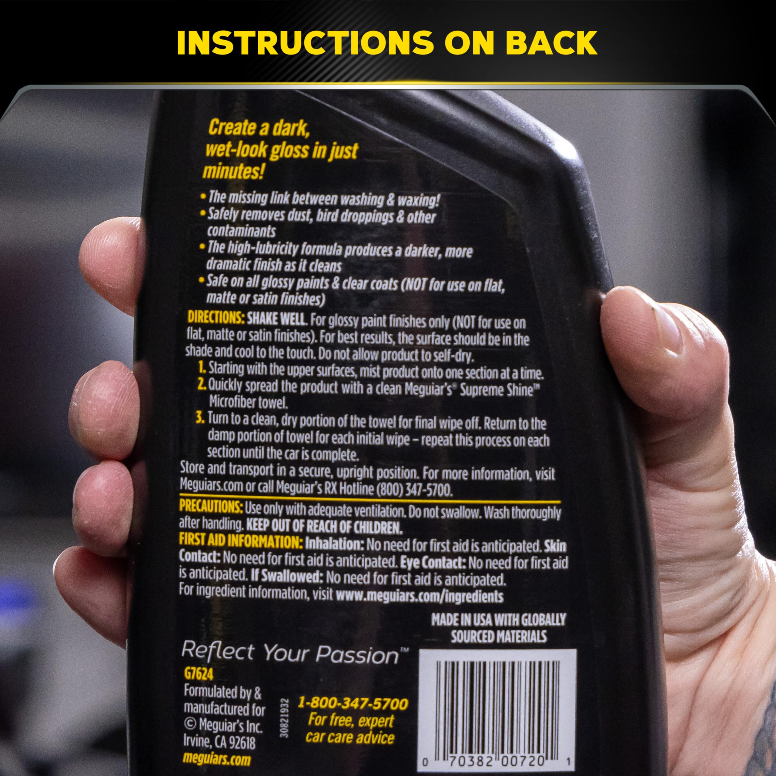 Meguiar's High Gloss Gold Class Premium Quik Detailer, High Lubricity Automotive Quick Detailer Spray that Preserves Wax and Leaves a Deep Dark Shine, 24 Oz Spray Bottle