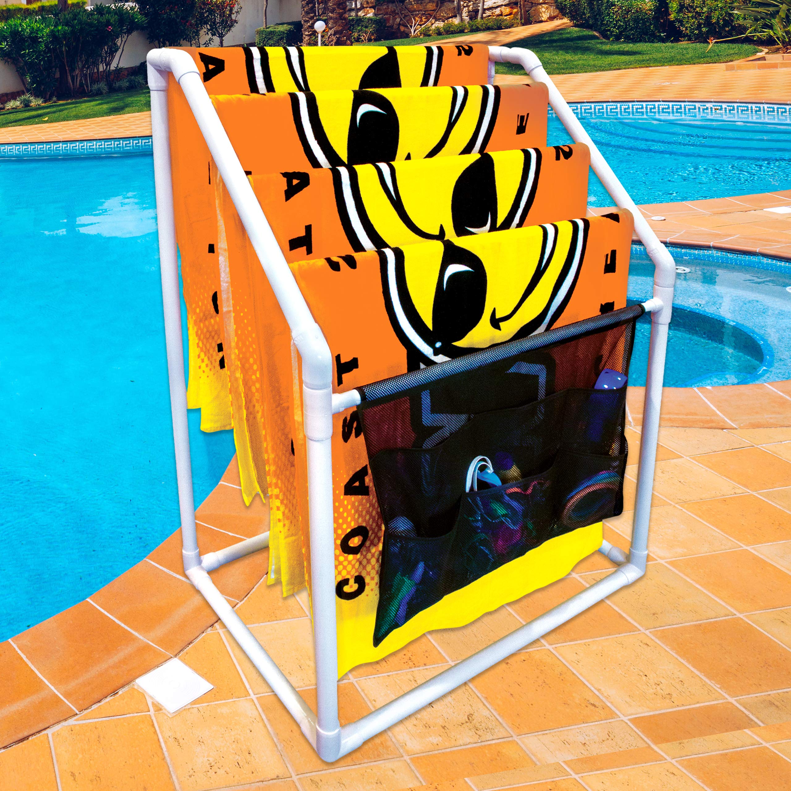 Collapsible Towel Rack - WOW Sports Standing Rack For Beach Towels - Perfect Pool Accessory