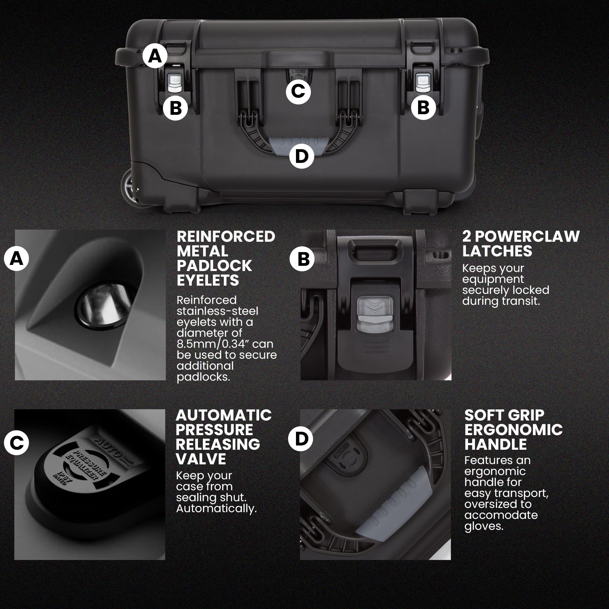 NANUK 950 Hard Case with Wheels and Custom Foam Insert 15 UP, IP67 Waterproof & Crushproof, Rugged Construction for Ultimate Protection, Made in North America – Black (22”.8 x 18.3” x 11.7”)