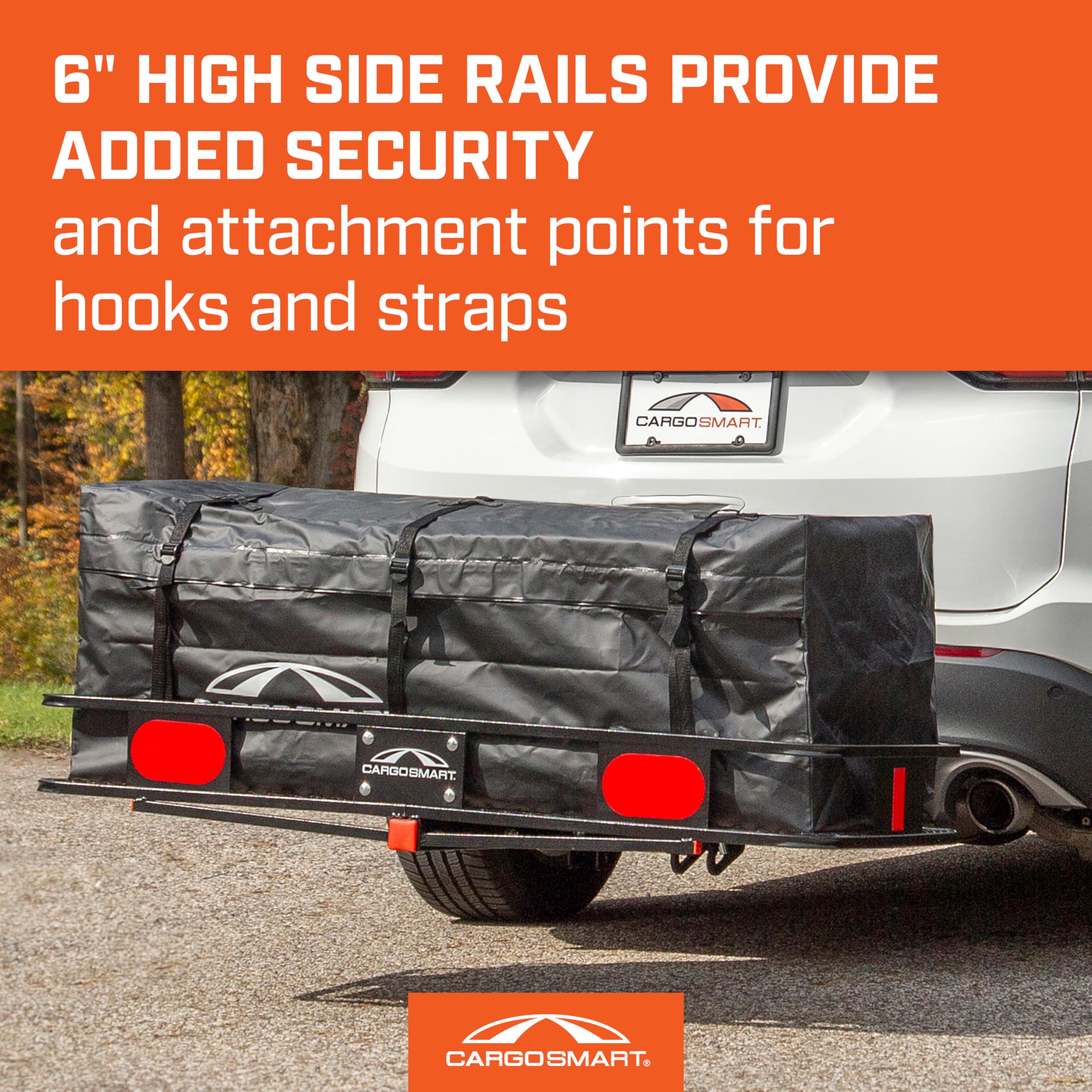 60 in. x 24 in. Cargo Tray Carrier Folding CARGOSMART with 6 in. High Side Rails for 2 in. Receivers, 500 lb. Capacity