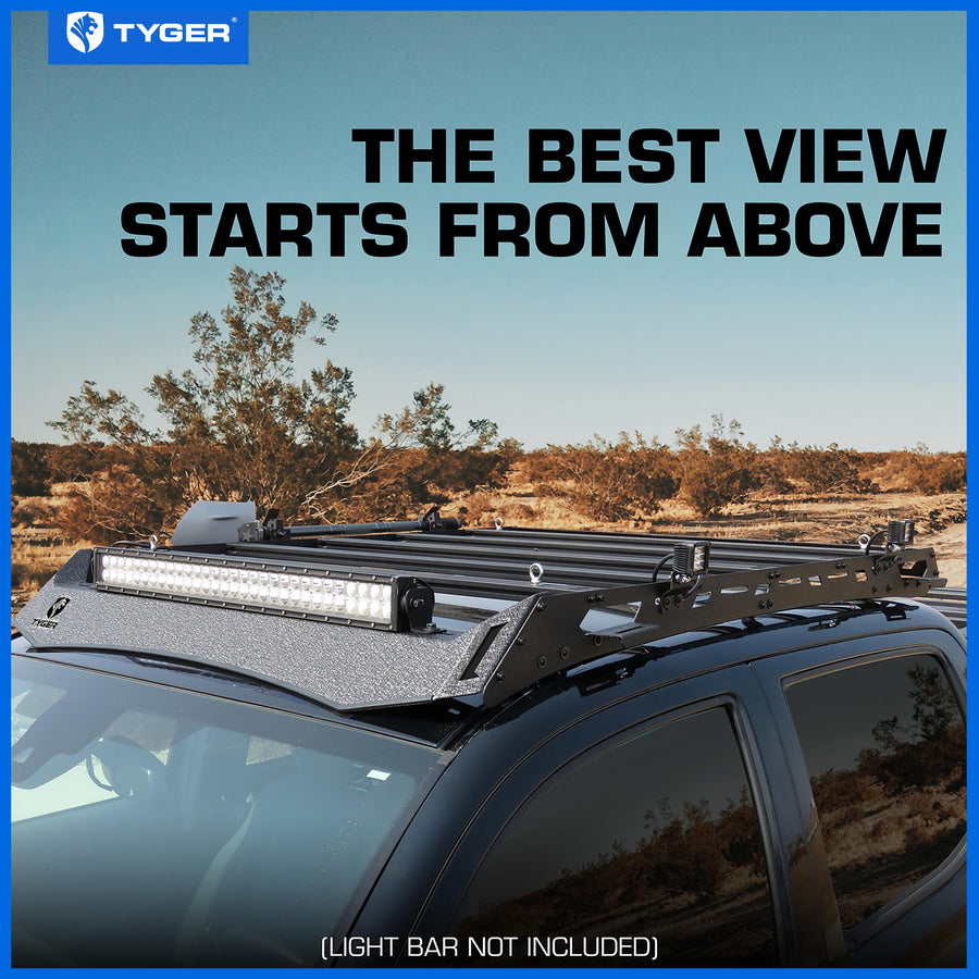 Tyger Auto Roof Rack Double Cab Compatible with 2005-2023 Toyota Tacoma | Upper Storage for Outdoors Gear | Paintable Accent Color Inserts | TG-RR1T33028