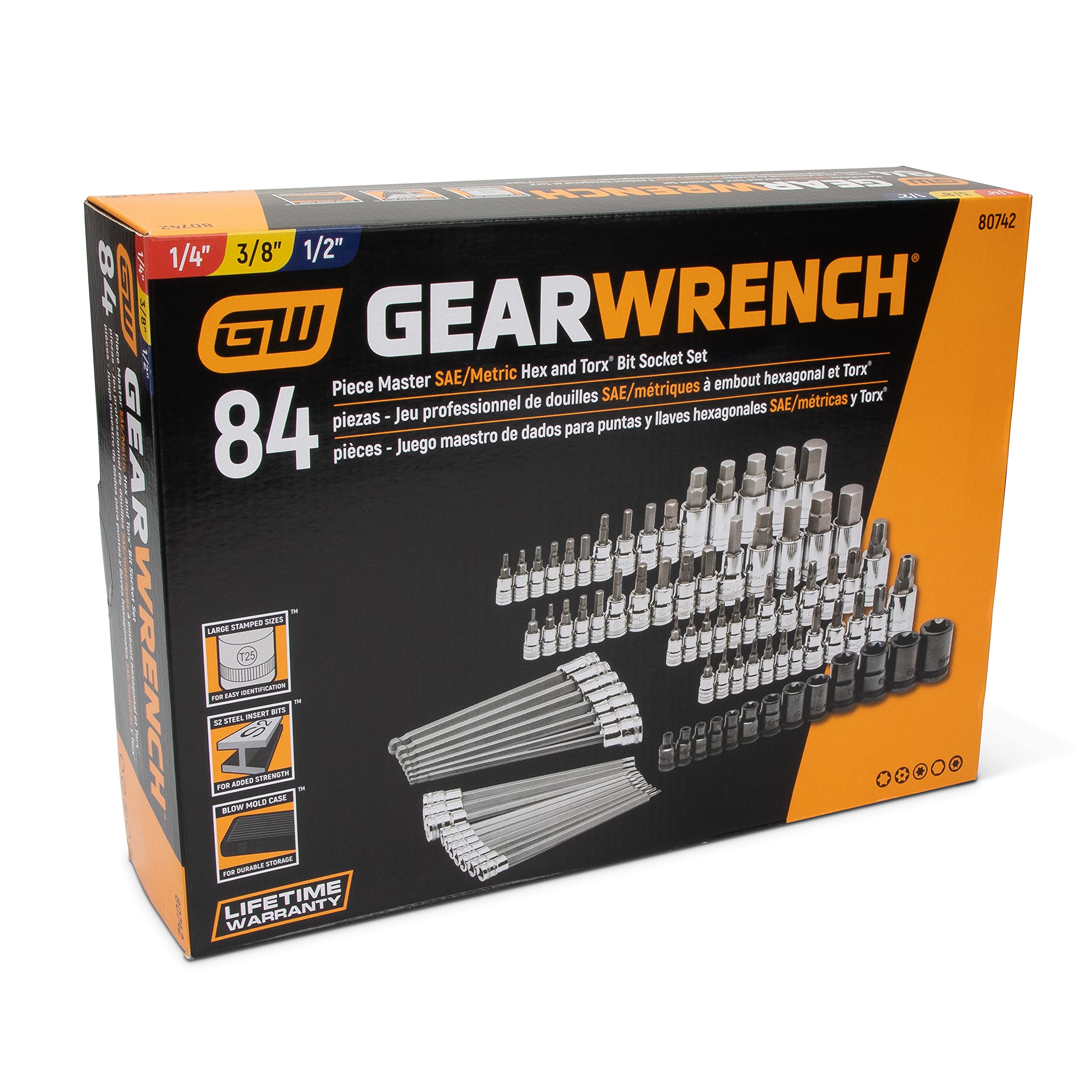 84 Pc. GEARWRENCH Master SAE/Metric Hex And Torx Bit Socket Set - 80742