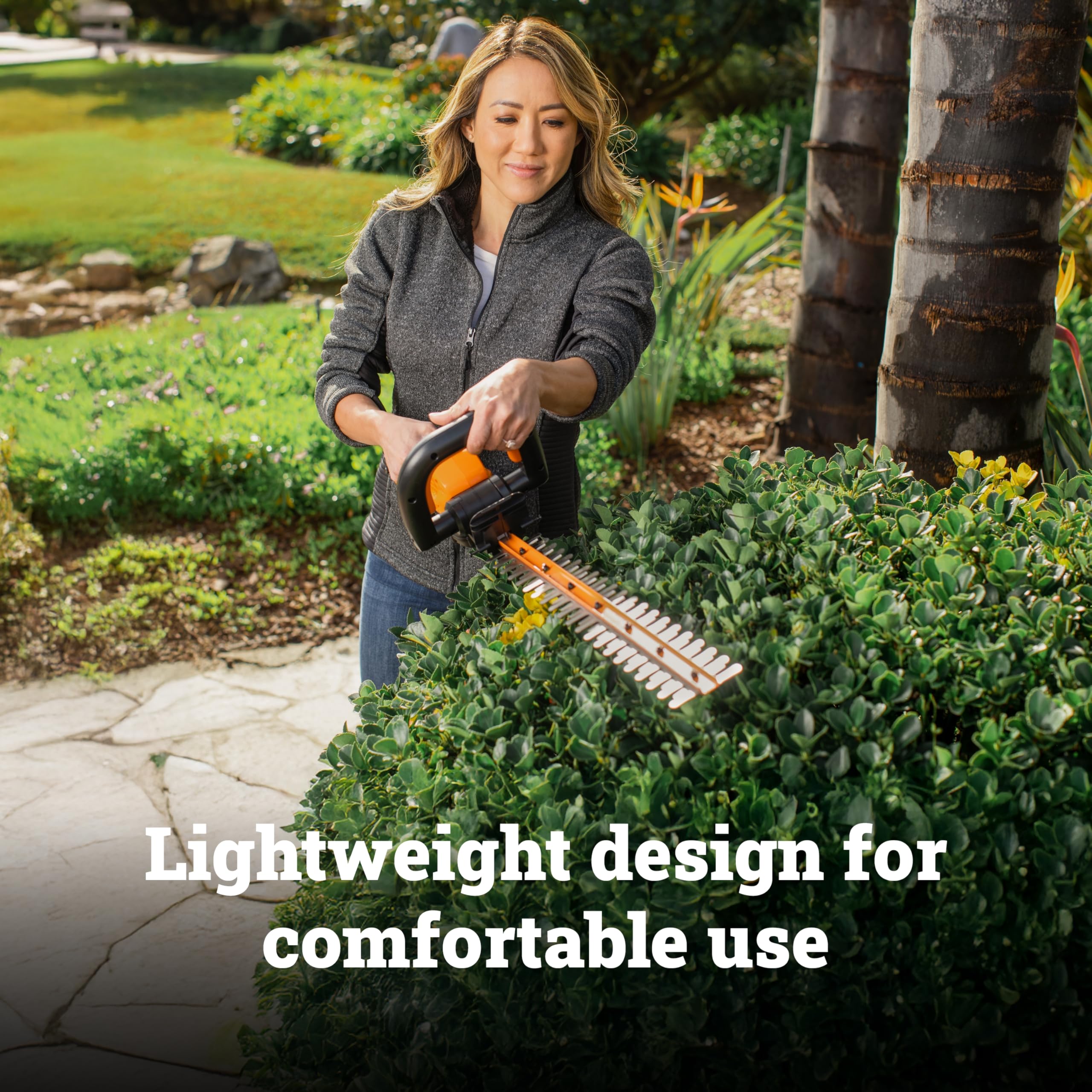 22" WORX Cordless Hedge Trimmer, Electric Hedge Trimmer with Dual-Action Blades, Lightweight Bush Trimmer with 5.5 LBS, Battery & Charger Included, WG261