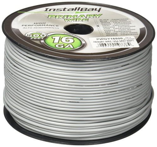 Install Bay PWGY16500 Grey Primary Wire 16 Gauge - (500 Feet)