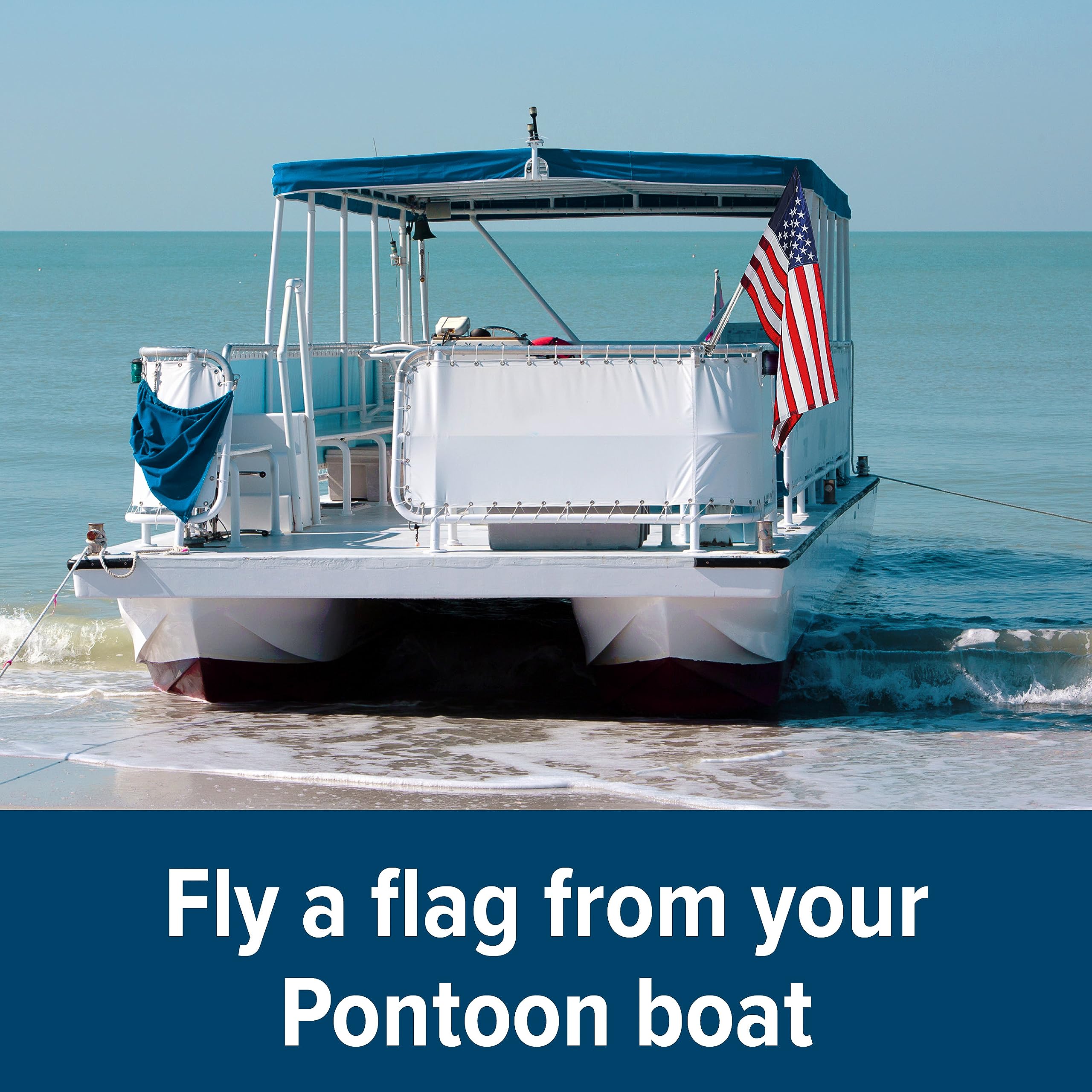 Pontoon Boat Flagpole Mount Camco | Fly Your Flag from Your Pontoon Boat | Made of Durable Aluminum | (41972)