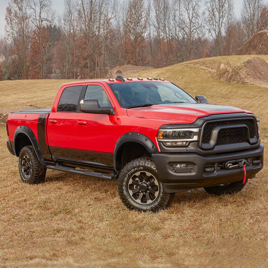 4PC Spec-D Tuning Front + Rear Textured Bolt-On Pocket Style Fender Flares Compatible with 2019-2021 Dodge Ram 2500 3500