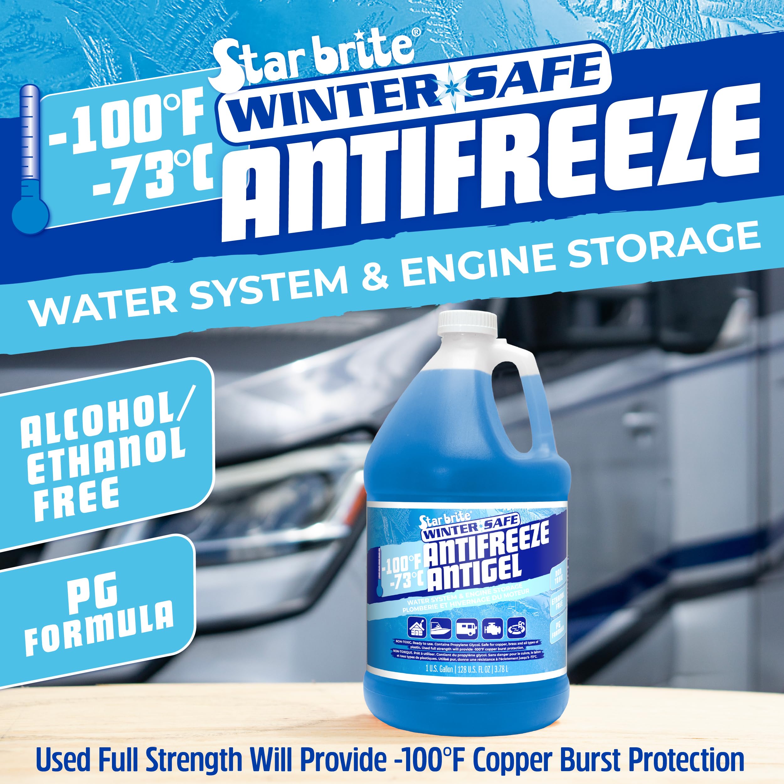 Winter Safe STAR BRITE -100°F Non-Toxic Antifreeze for Water Systems & Engine Storage – Safe for All Pipes, RVs, Boats, and Home Plumbing