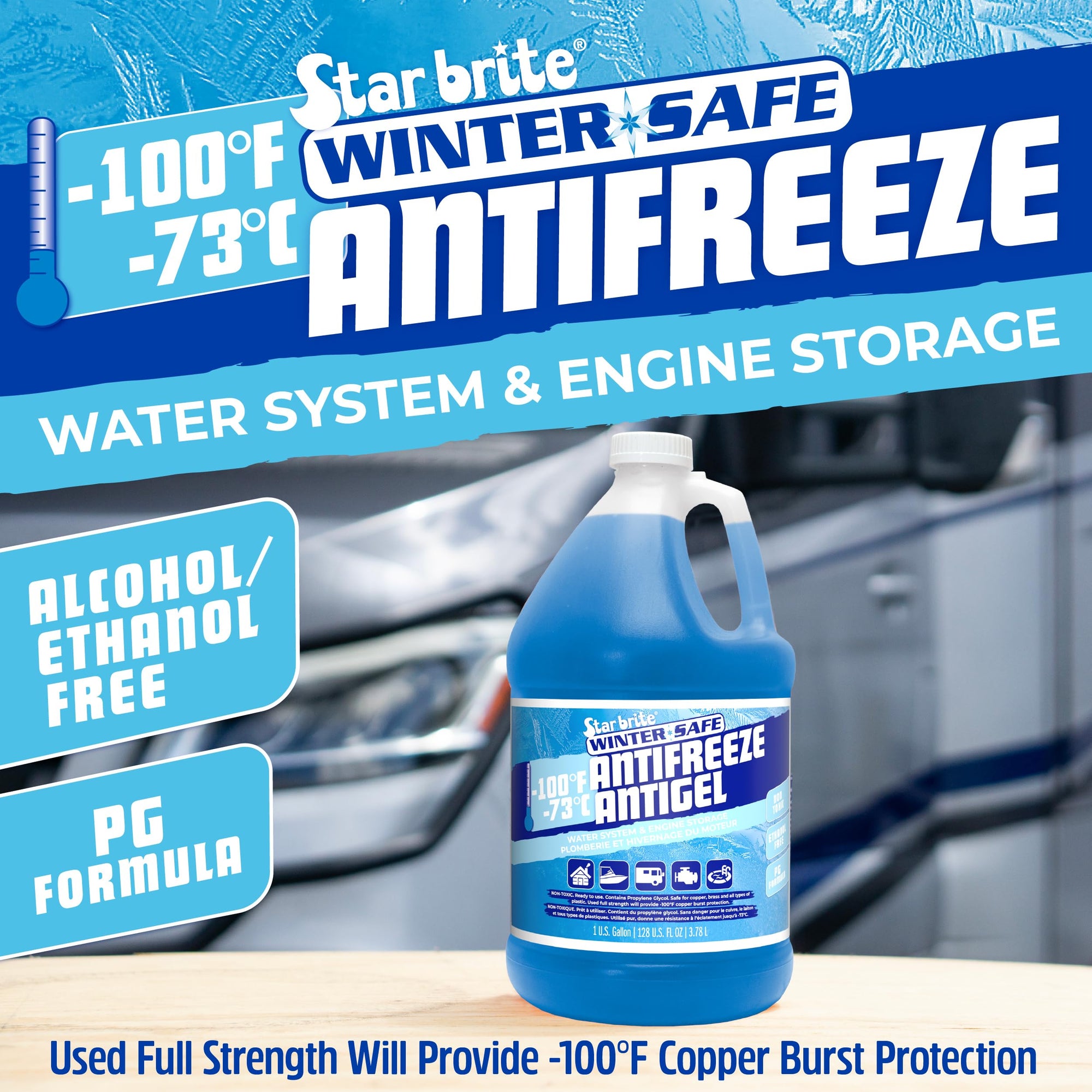 Winter Safe STAR BRITE -100°F Non-Toxic Antifreeze for Water Systems & Engine Storage – Safe for All Pipes, RVs, Boats, and Home Plumbing