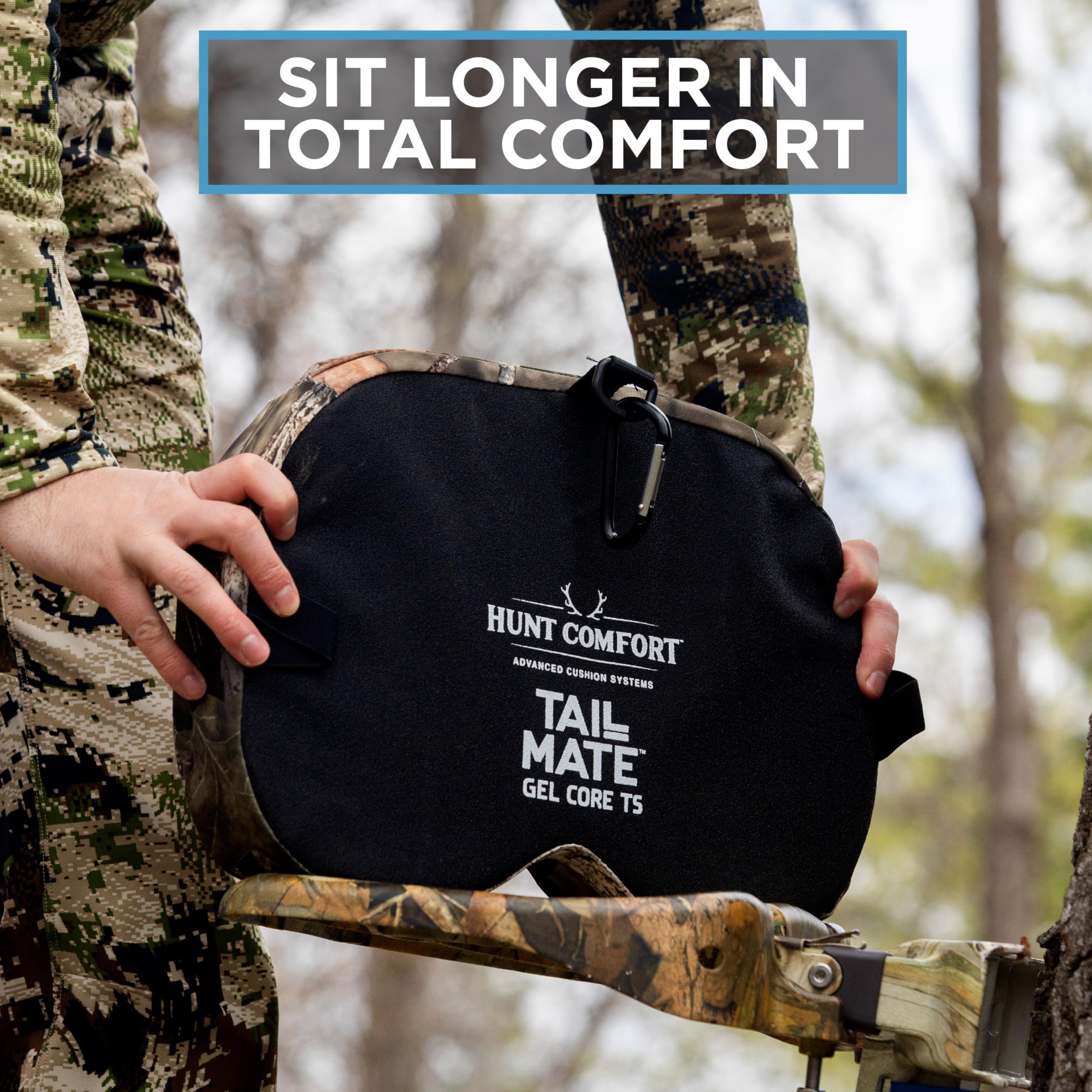 GelCore Tail Mate Premium Tree Stand Seat Cushion with Memory Foam for Stalk Hunting and More, Mossy Oak